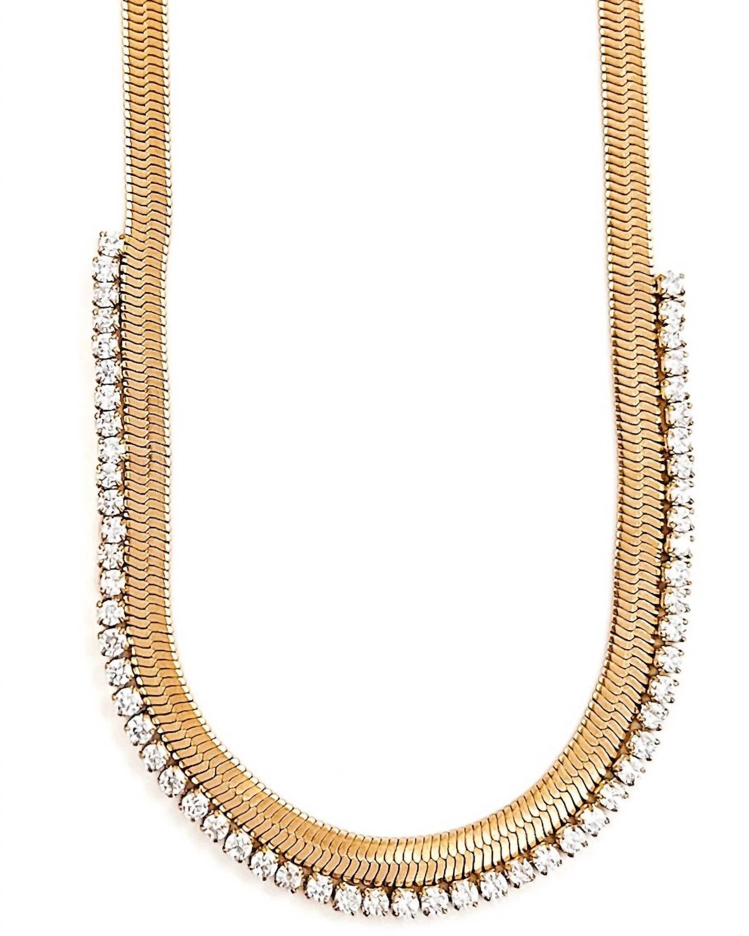 Women's Noni Crystal Snake Necklace In Gold