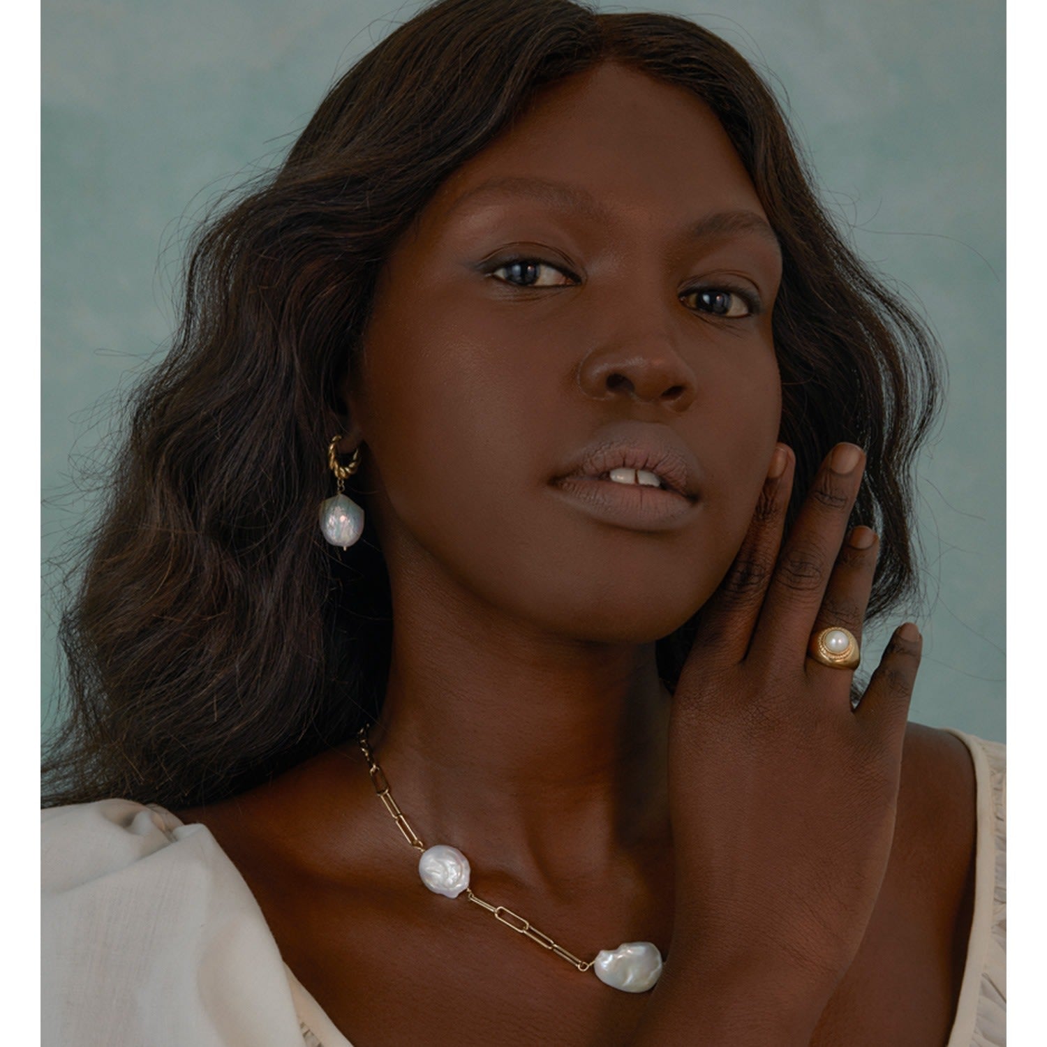 Victoria Pearl Huggie Earrings