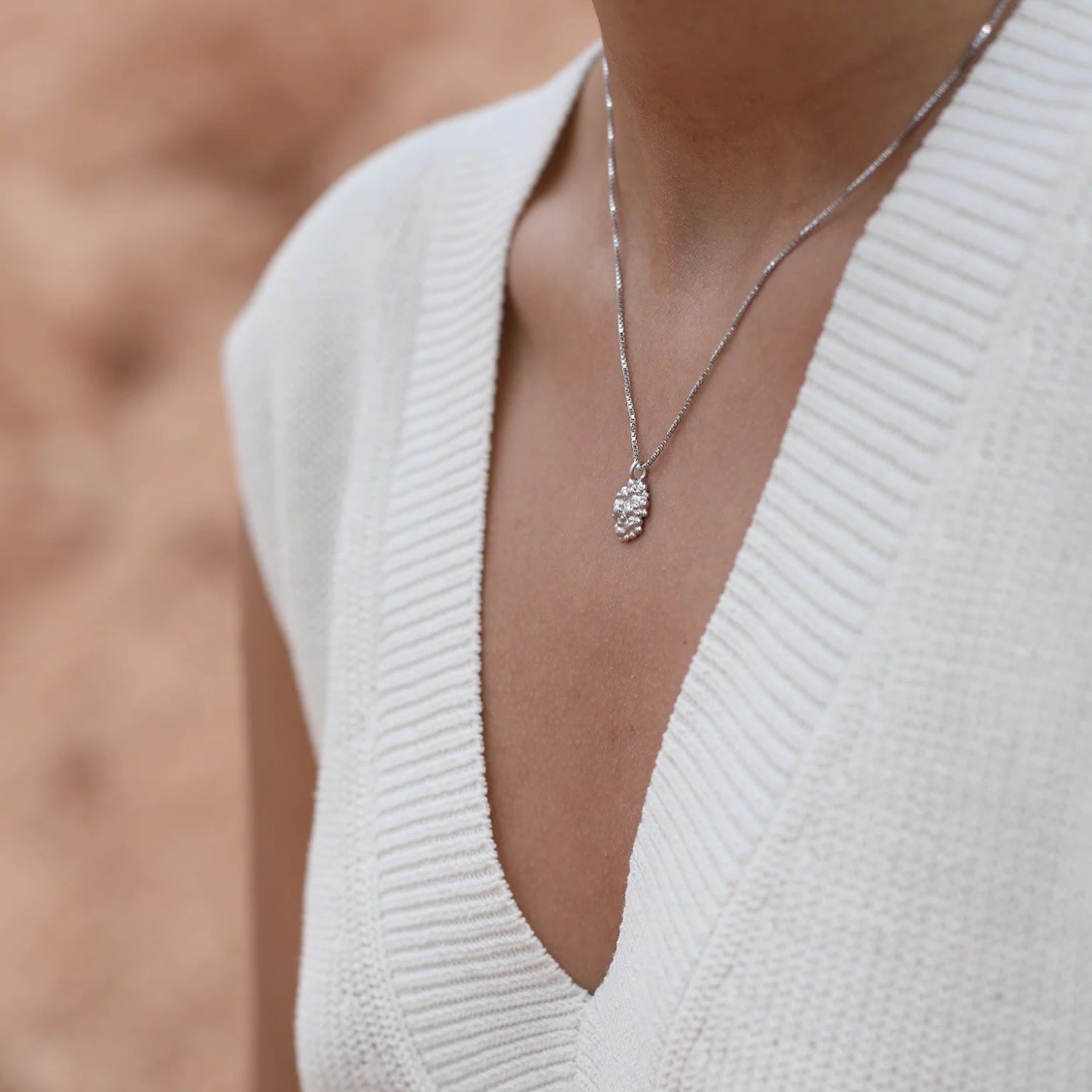 Céleste Deux Oval Necklace Silver