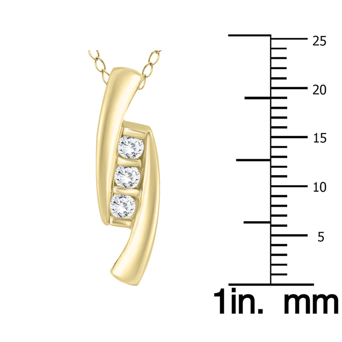 1/4 Carat TW Diamond Three Stone Pendant In 14K Yellow Gold