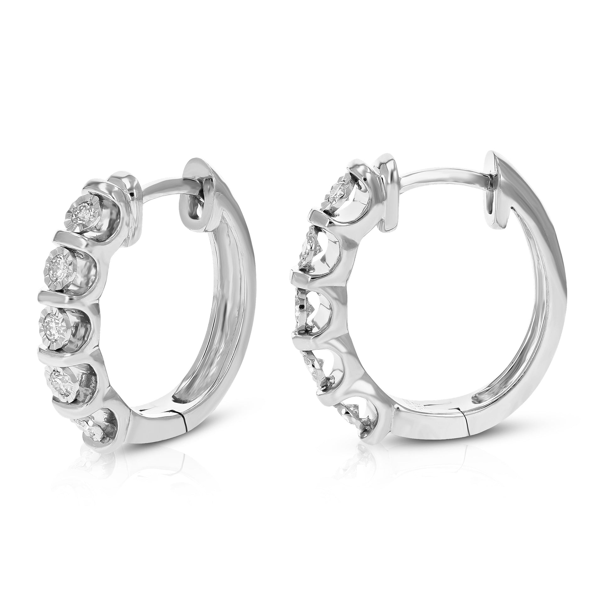 1/4 cttw 10 Stones SI2-I1 Clarity Round Lab Grown Diamond Hoop Earrings Prong Set in .925 Sterling Silver