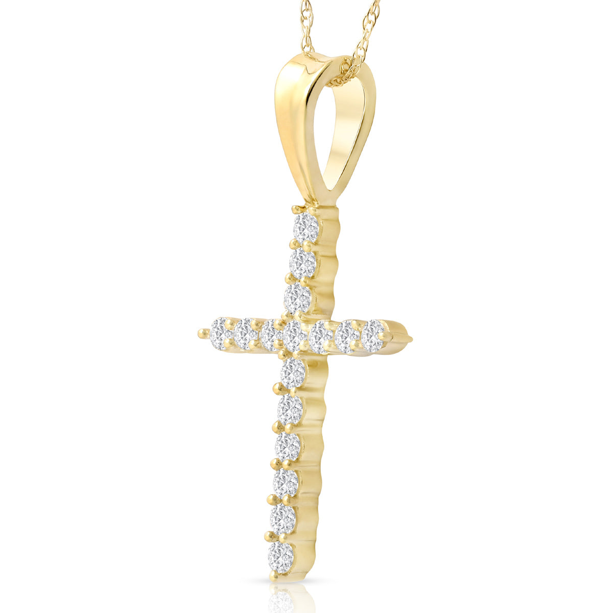1/2 Ct Diamond Cross Pendant Necklace 18' Yellow Gold