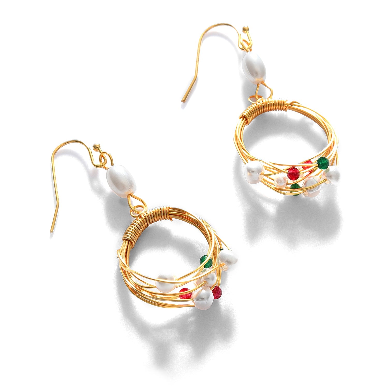 Gold Plated Pearls Drop Earring