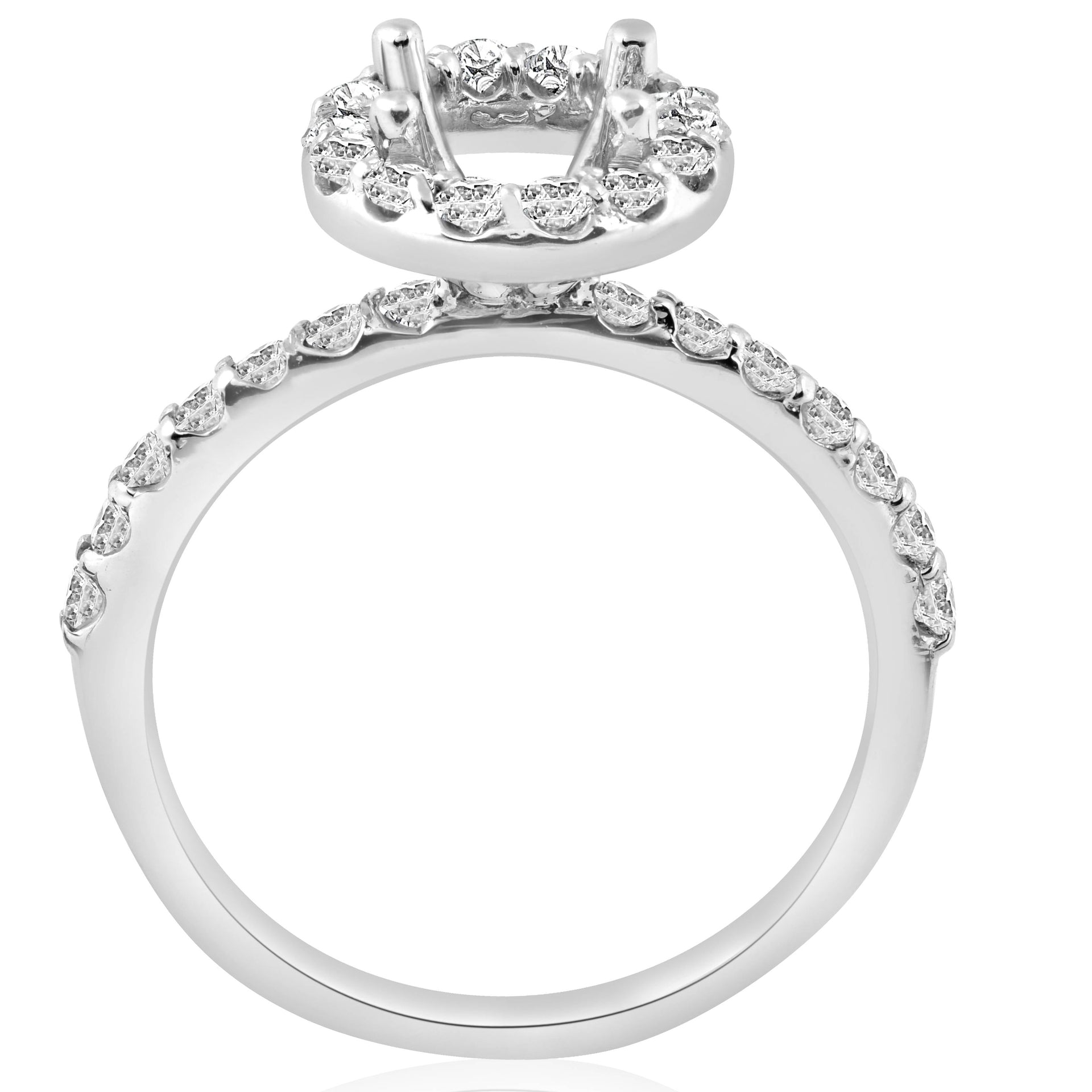 1/2 CT Diamond Halo Engagement Ring Setting 14K White Gold