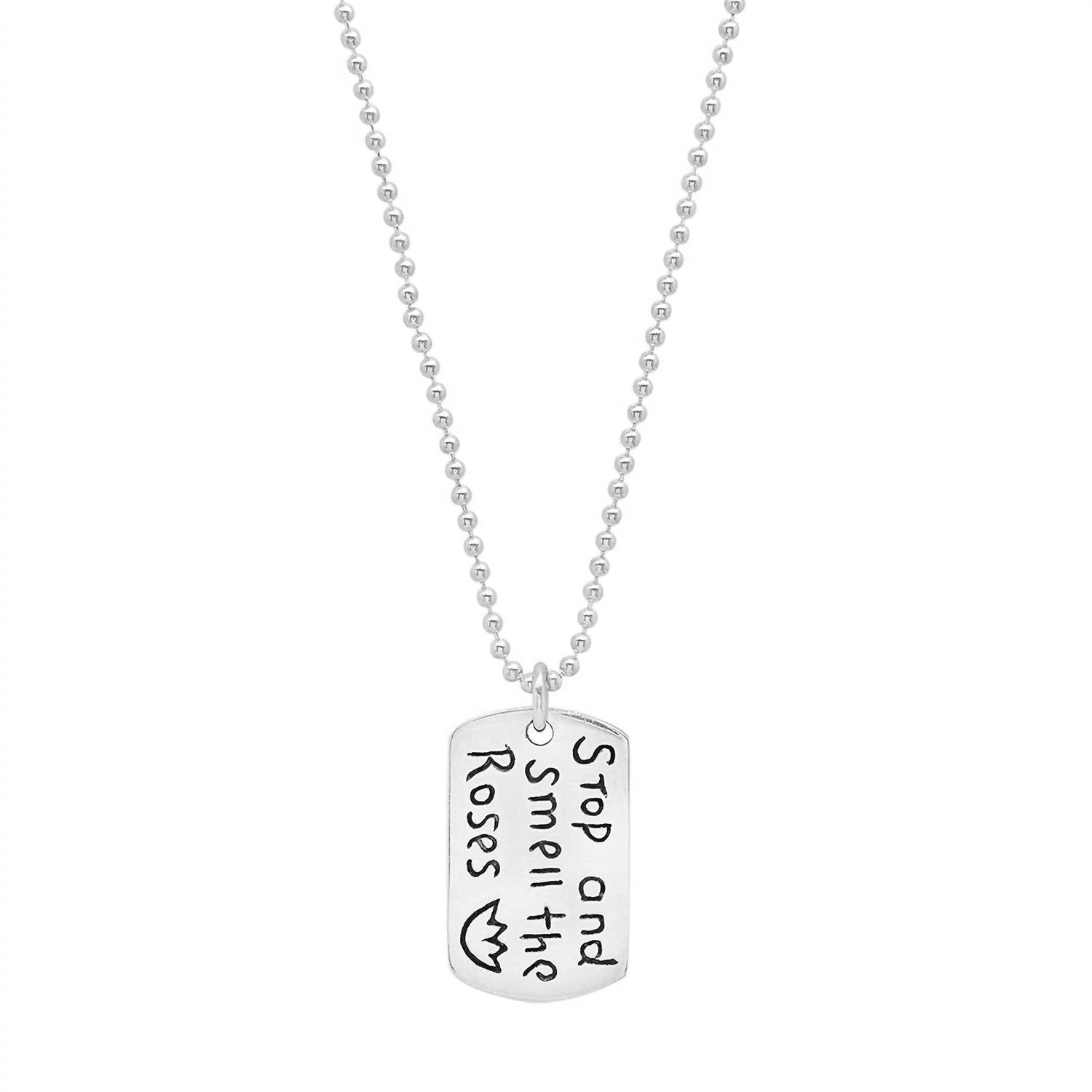 Women's Sterling 'resolutions We Can All Keep' Dogtags Max Necklace In Stop And Smell The Roses