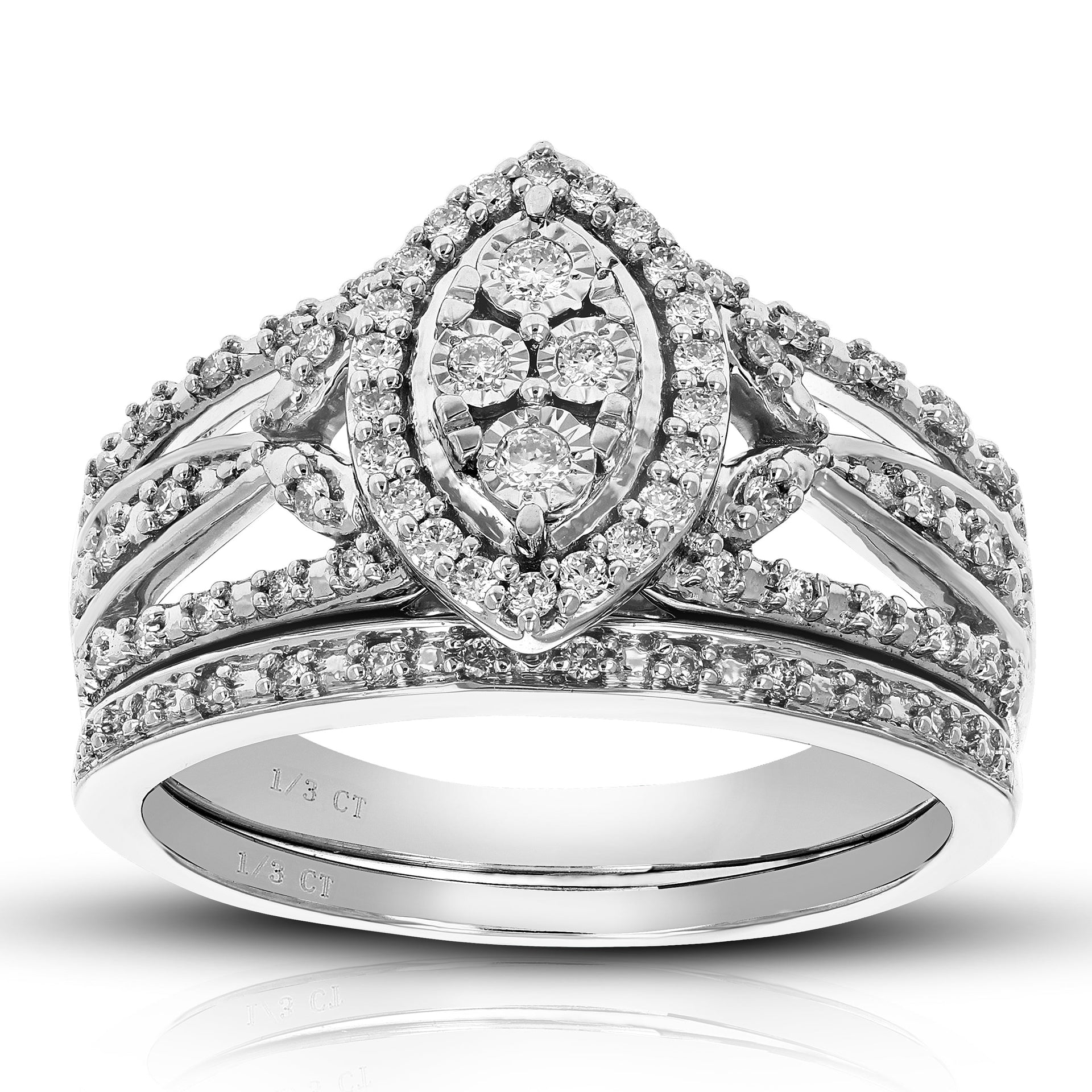 1/3 Cttw Lab Created Diamond Bridal Set For Women In Sterling Silver