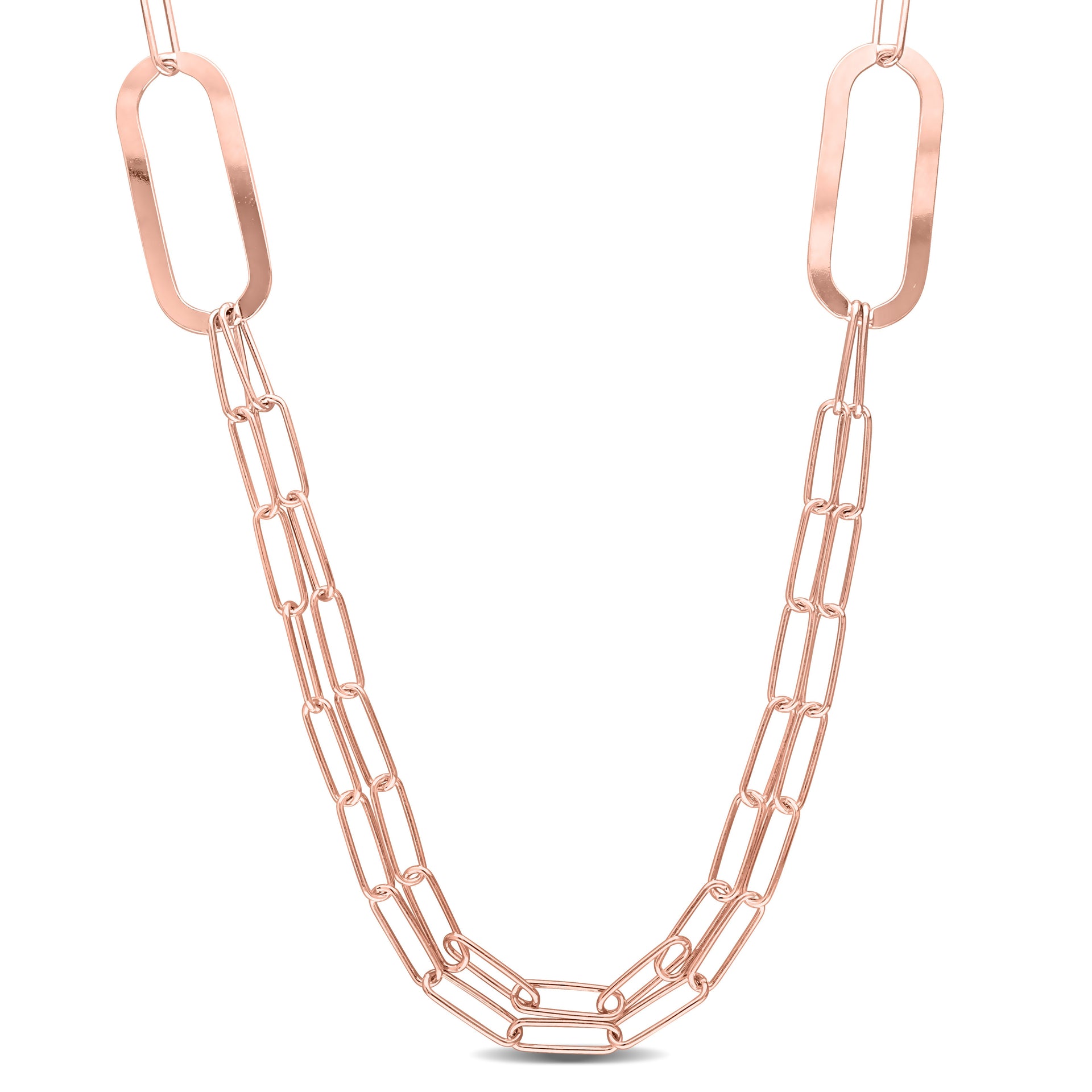 Mimi & Max Paperclip Chain Necklace in Rose Plated Sterling Silver - 37 in