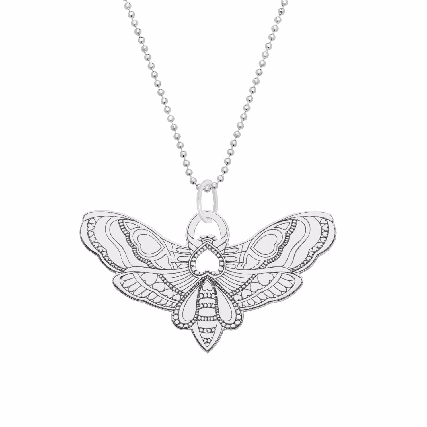 Medium Silver Moth Pendant Necklace