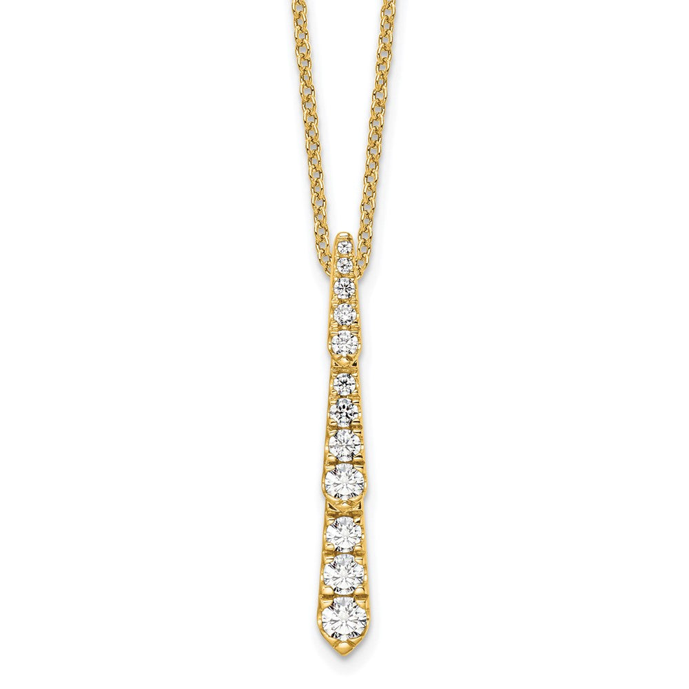 14k Gold 0.40 CT Lab Grown Diamond Vertical Slide Pendant Necklace 18'