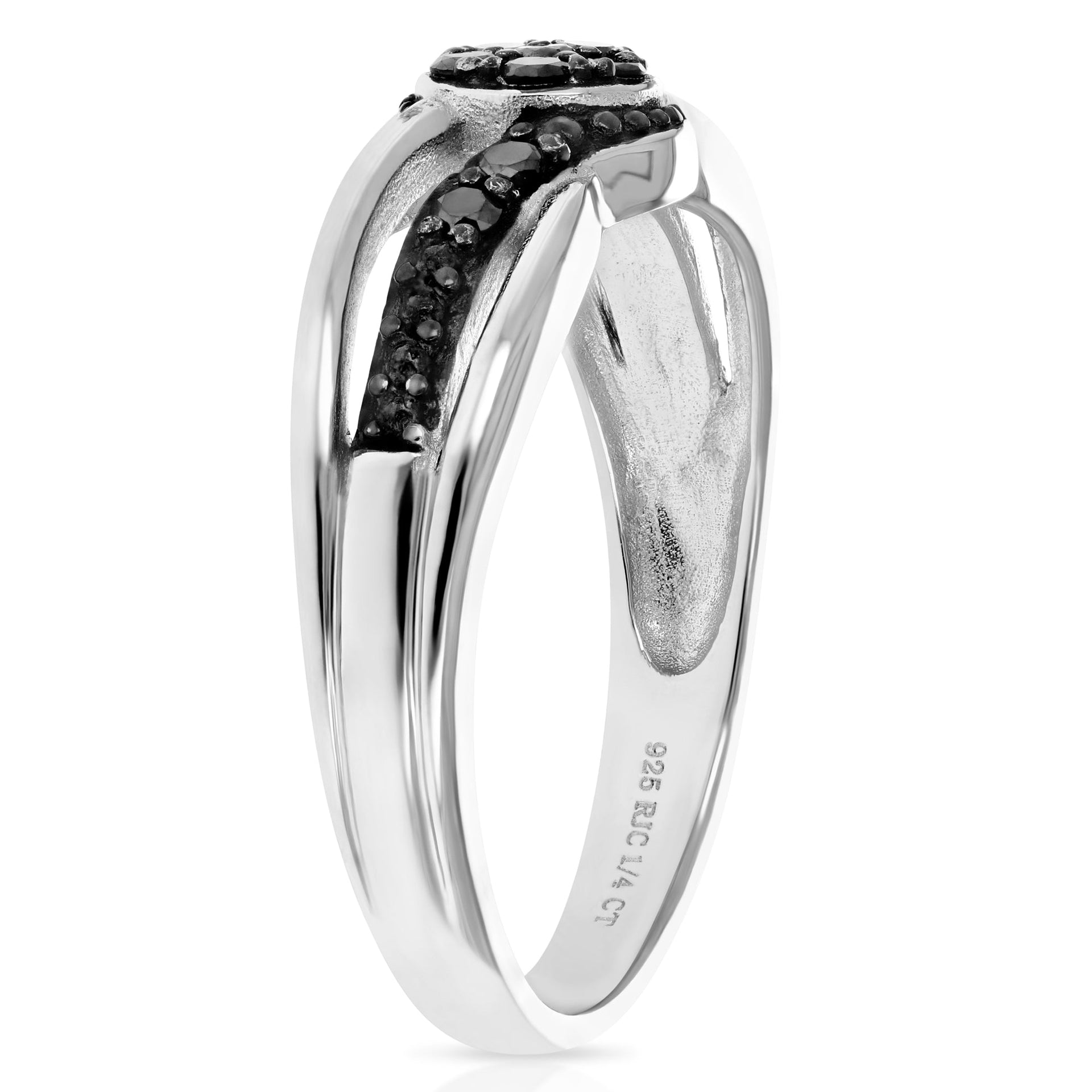 1/4 cttw Black Diamond Engagement Ring .925 Sterling Silver with Black Rhodium