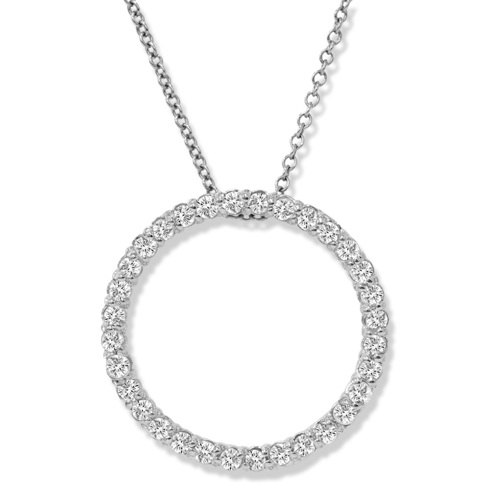 1/2 Ct Circle Lab Grown Diamond Pendant 10k White Gold 18' Necklace