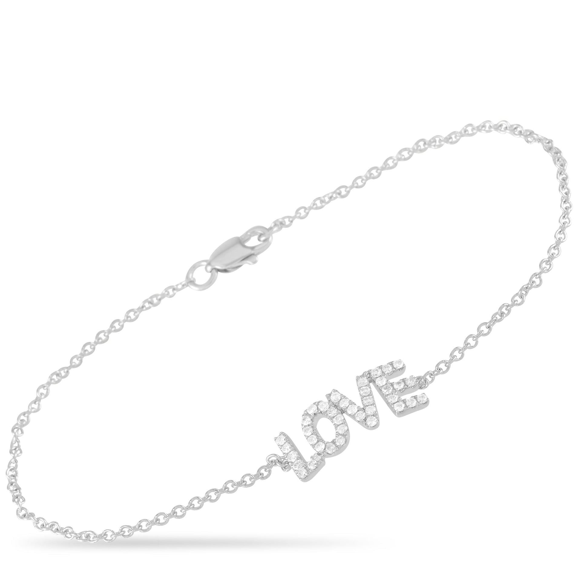 14K White Gold 0.30 ct Diamond Love Bracelet