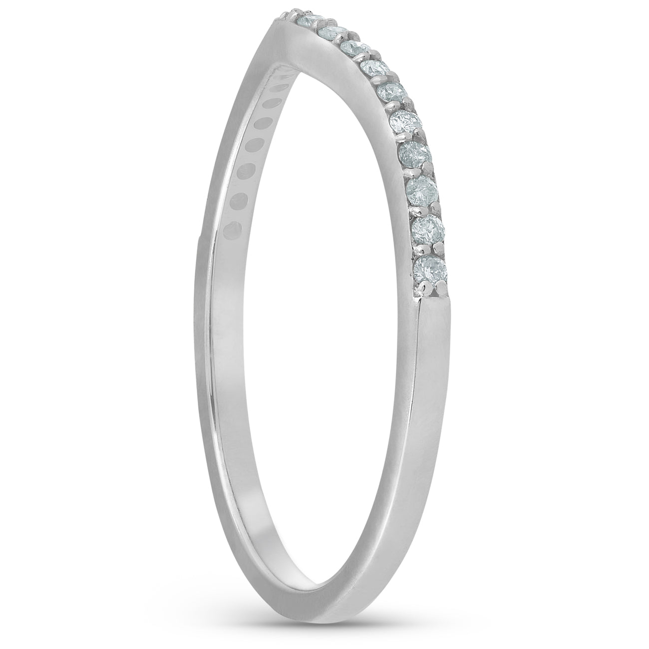 1/8cttw Diamond Curved Wedding Engagement Guard Enhancer Band 14k White Gold