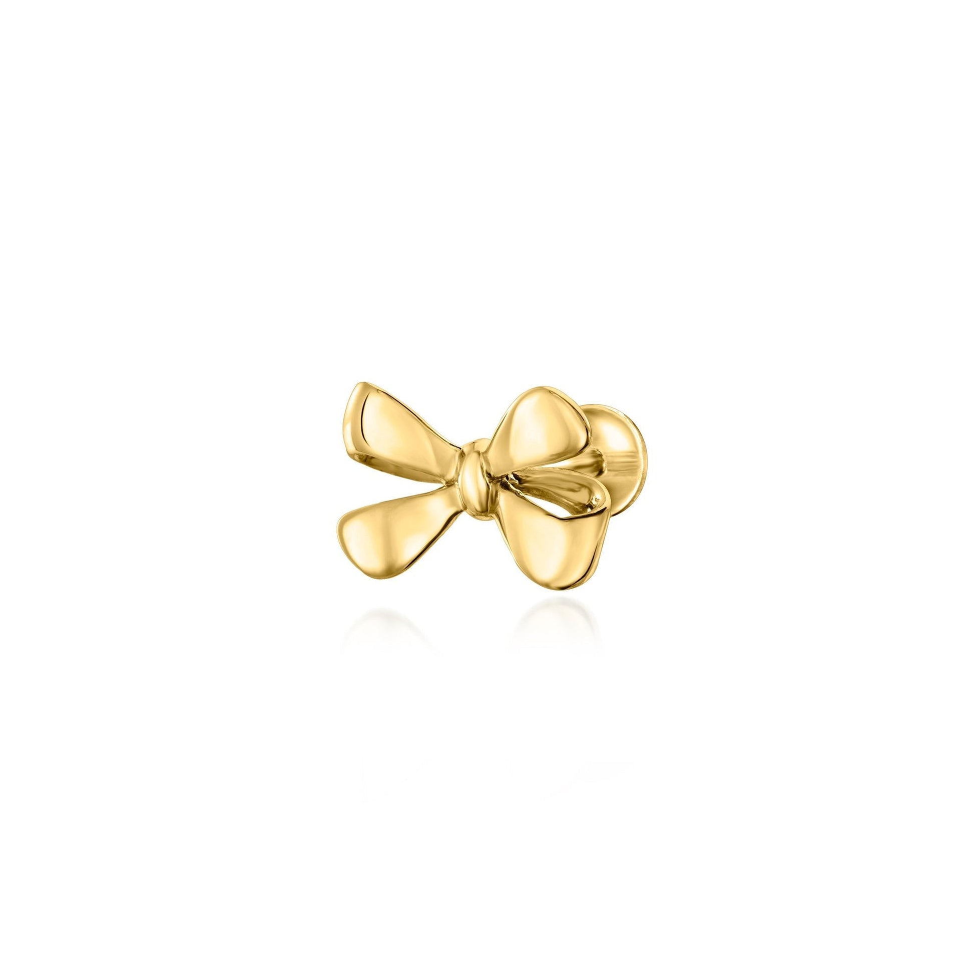Canaria Fine Jewelry 10kt Yellow Gold Bow Single Flat-back Stud Earring