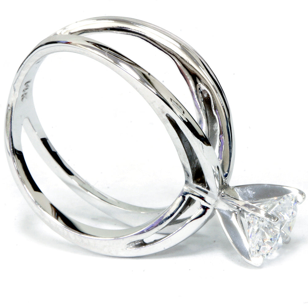 1ct Round Cut Diamond Solitaire Engagement Ring 14k White Gold