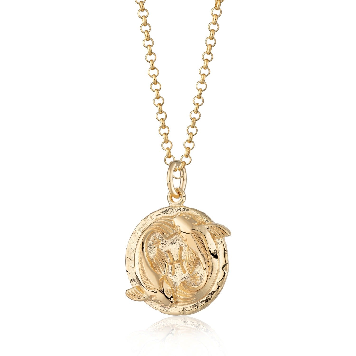Gold Pisces Zodiac Charm Necklace