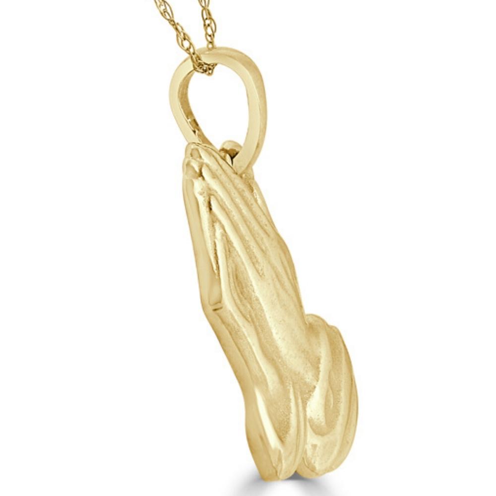 14k White or Yellow Gold Jesus Praying Hands Pendant Necklace 1' Tall 5 Grams