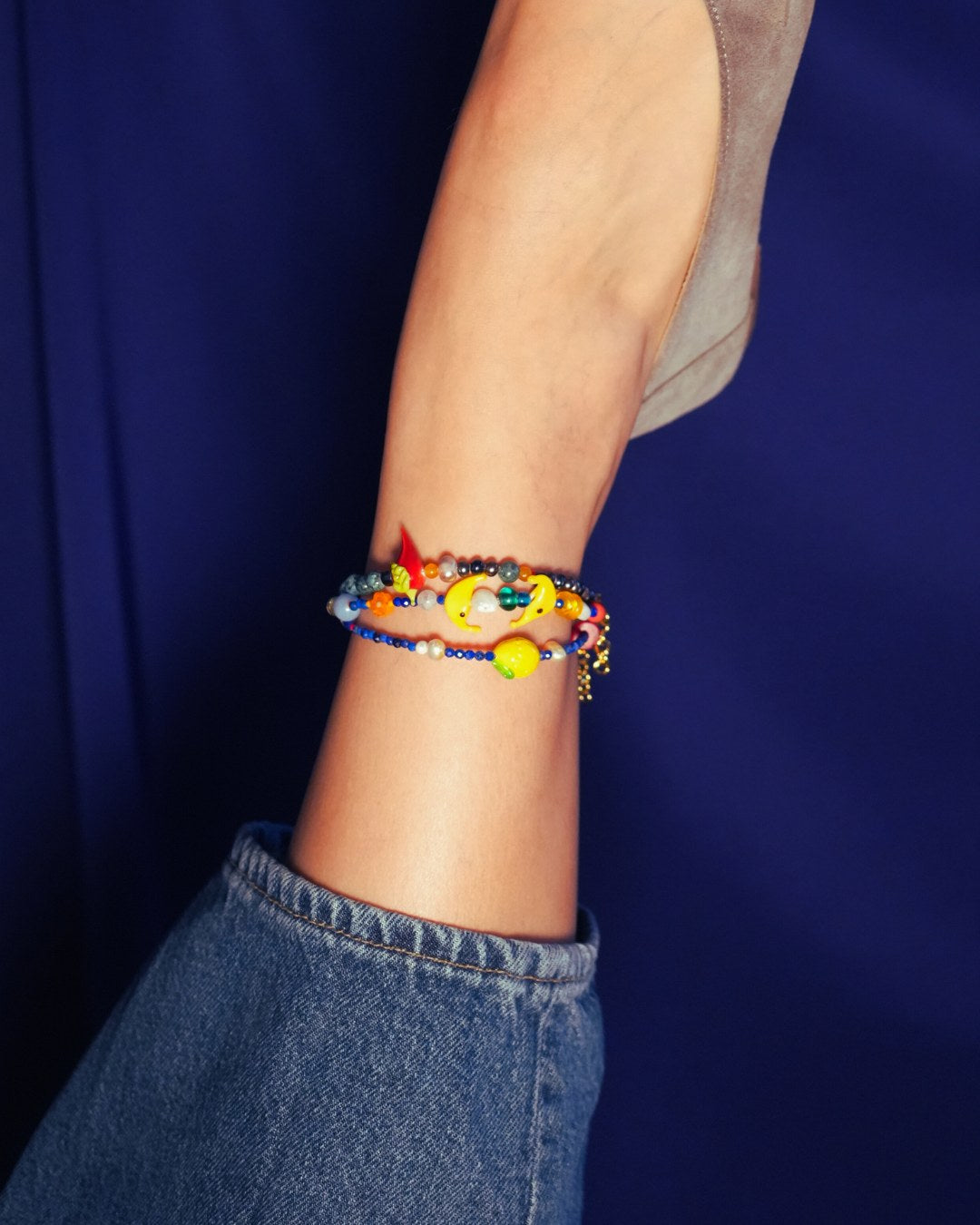 Spice Up – Beaded Anklet With Murano Glass & Black Pearl