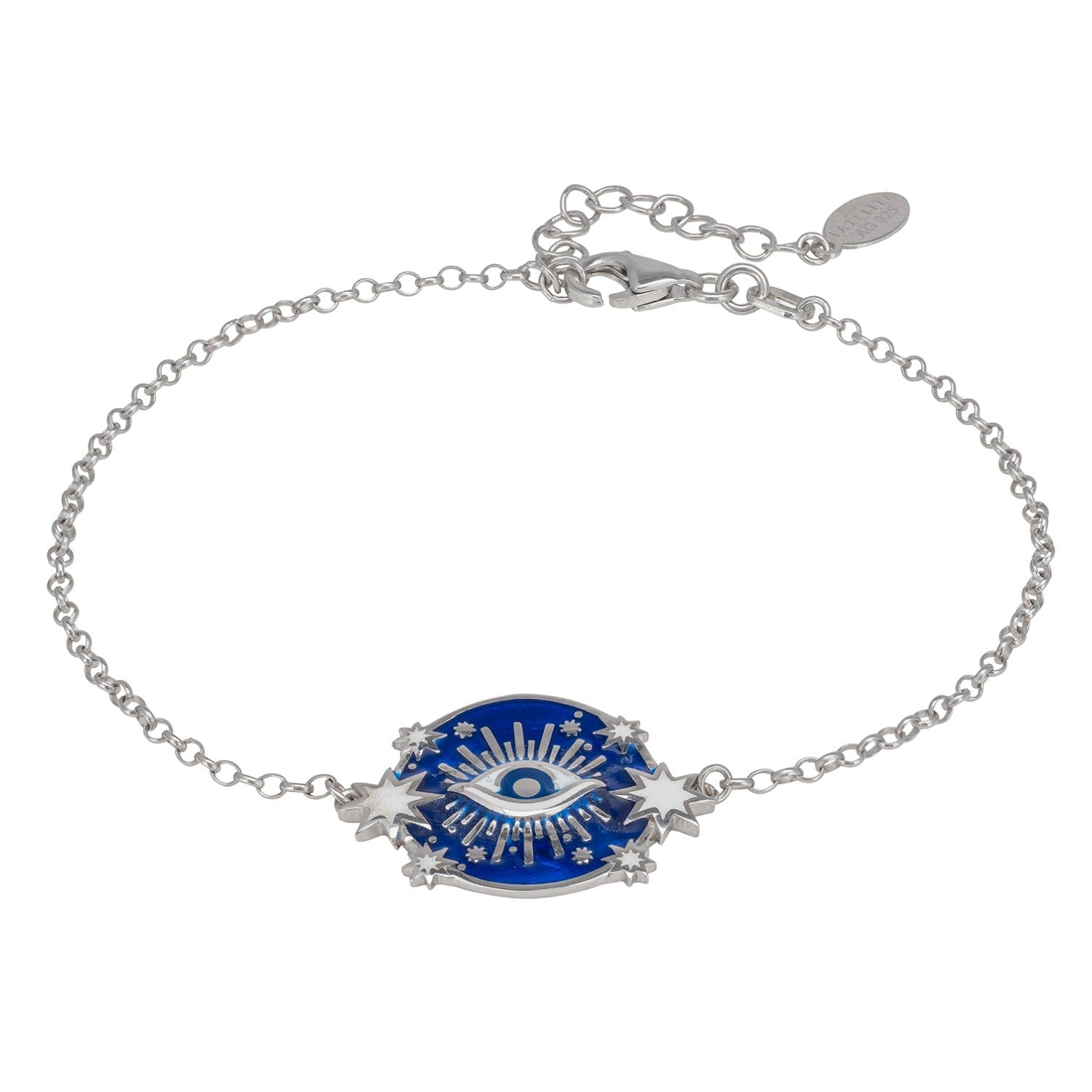 Celestial All Seeing Eye Bracelet Blue Enamel Silver