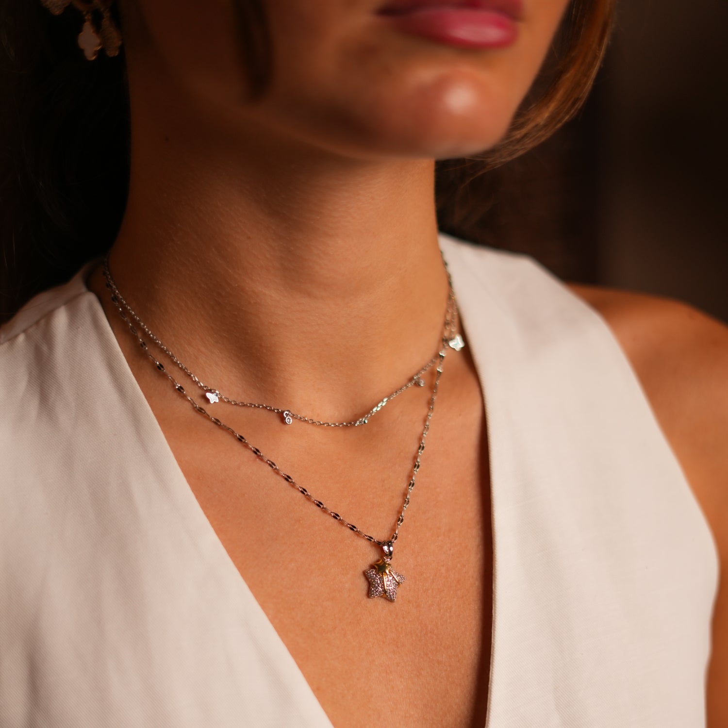 Shine Your Light Sparkly Star Silver Necklace - Silver