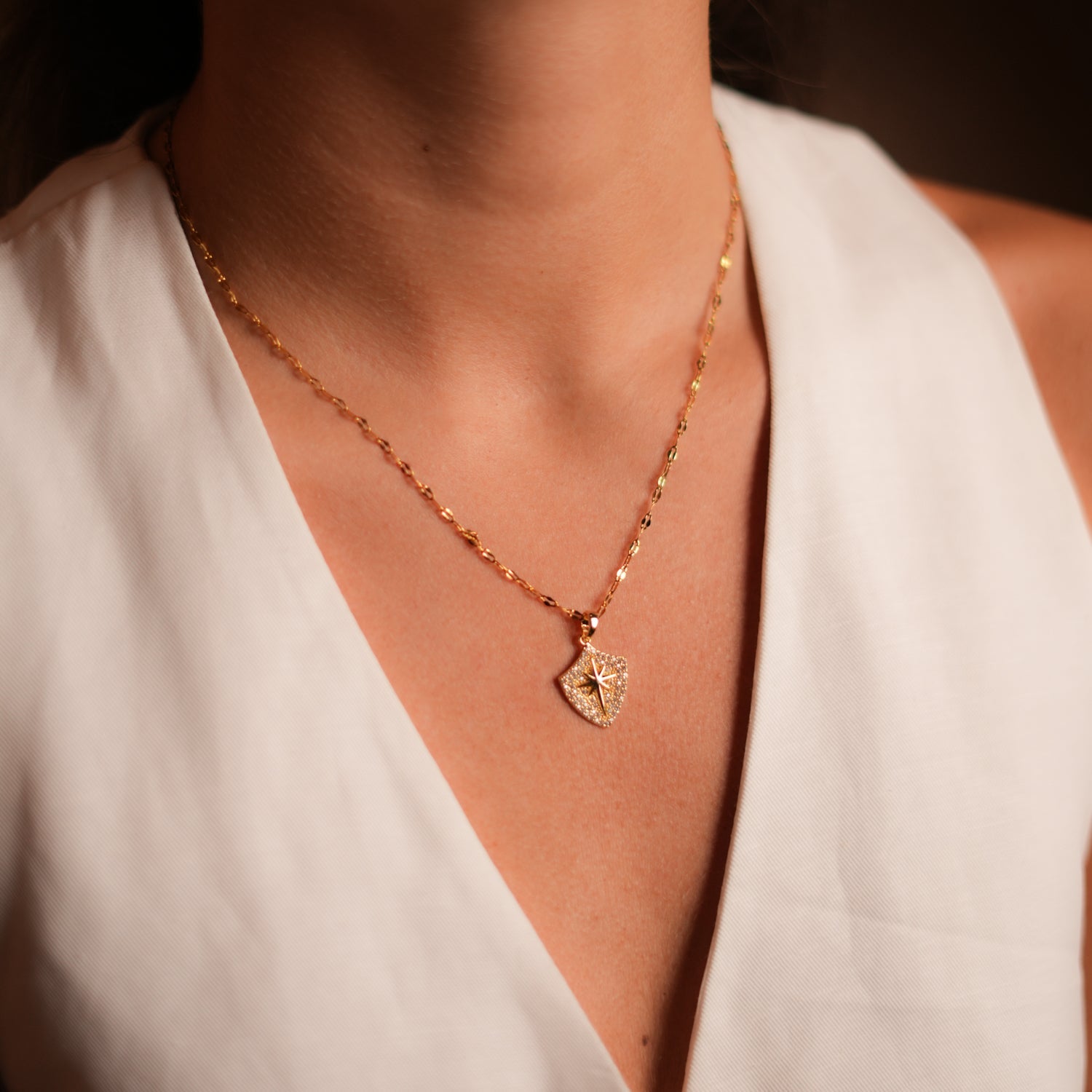 Celestial Compass Diamond & Gold Necklace - Gold