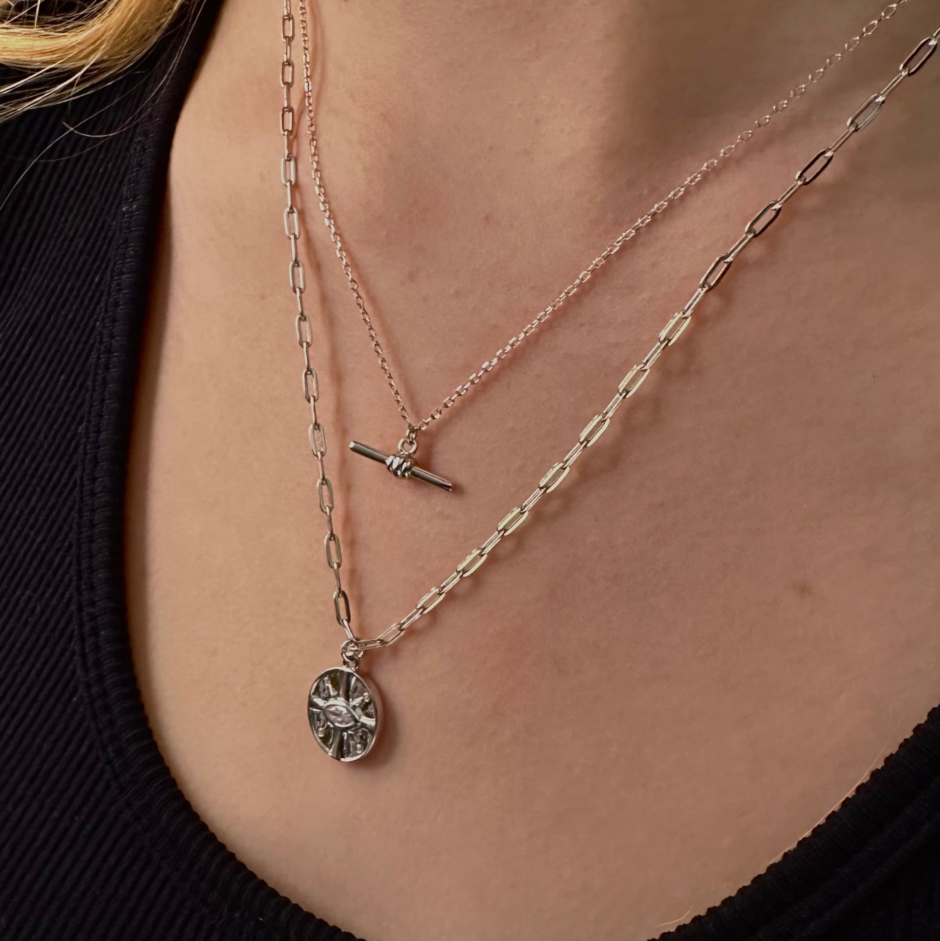 Celestial Compass Pendant Necklace - Silver