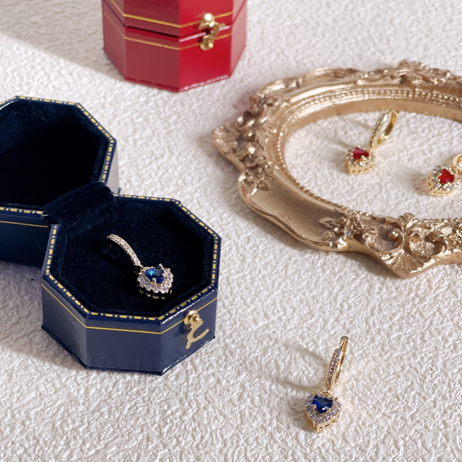 Celestial Heart Gems Earrings - Blue