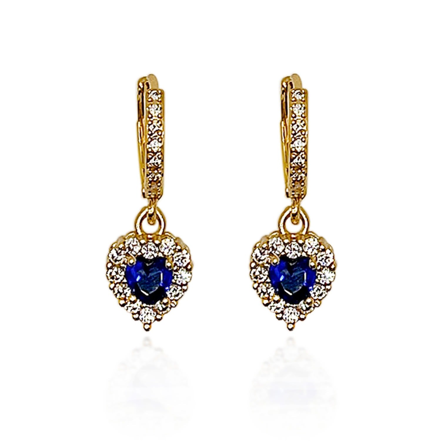Celestial Heart Gems Earrings - Blue