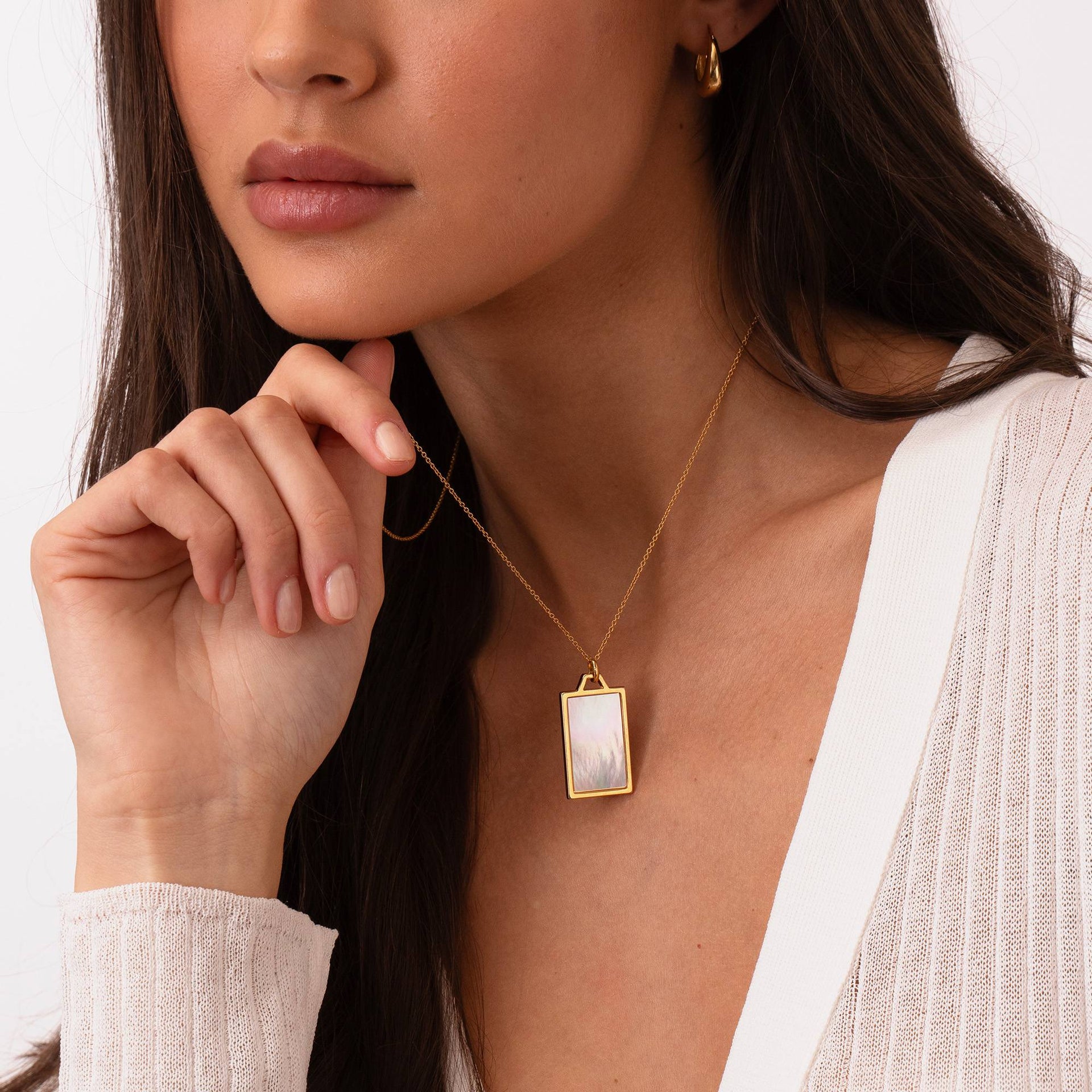 Celestial Mother of Pearl Personalized Necklace in 18K Gold Vermeil
