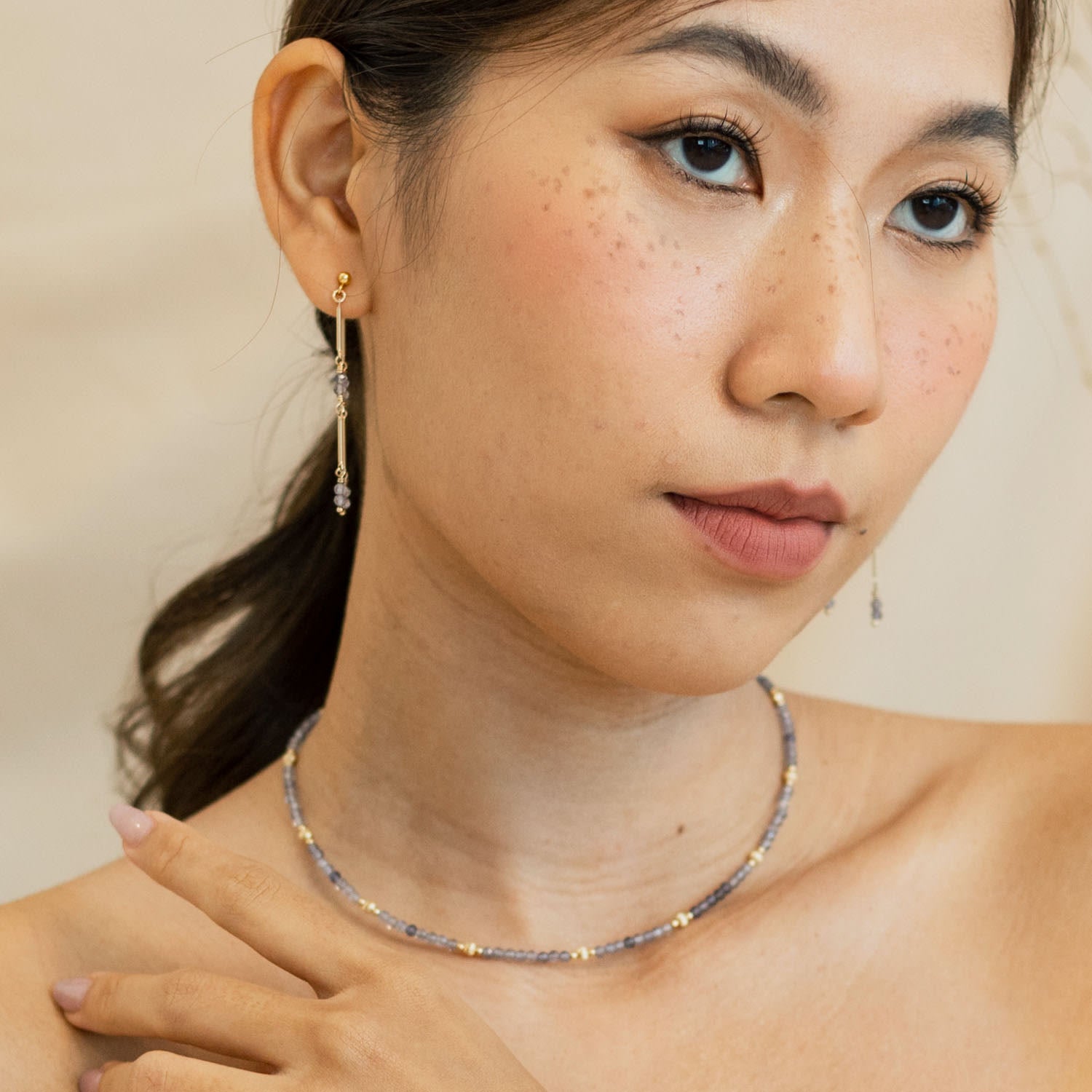 Celestial Choker Necklace Iolite Gemstone