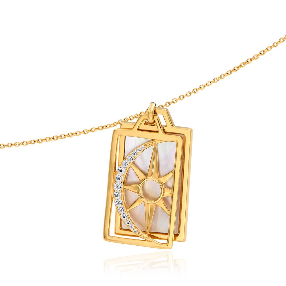 Celestial Sun & Moon Personalized Necklace in 18K Gold Plating