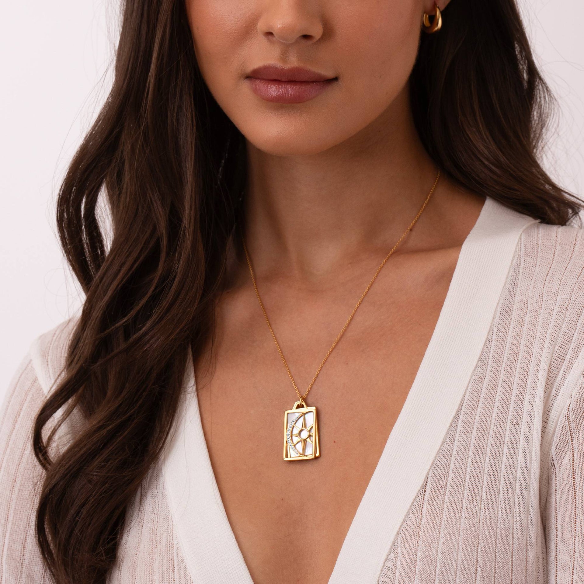 Celestial Sun & Moon Personalized Necklace in 18K Gold Plating