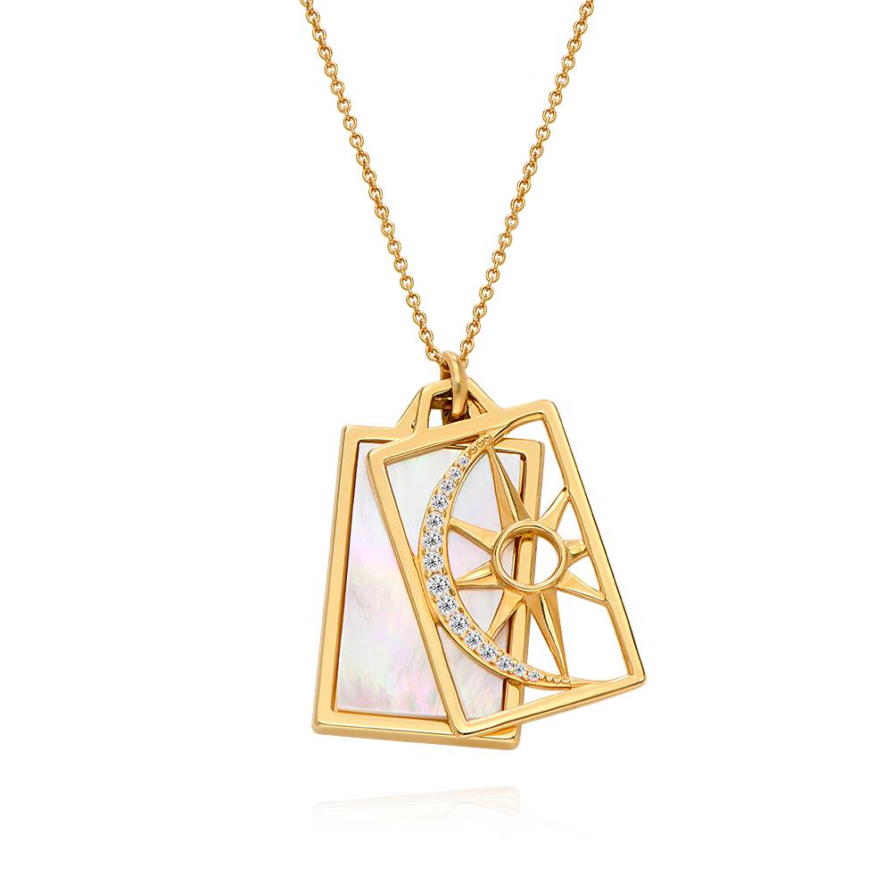 Celestial Sun & Moon Personalized Necklace in 18K Gold Vermeil