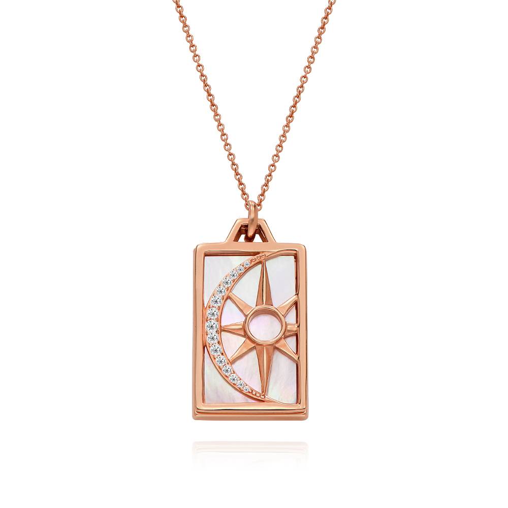 Celestial Sun & Moon Personalized Necklace in 18K Rose Gold Plating