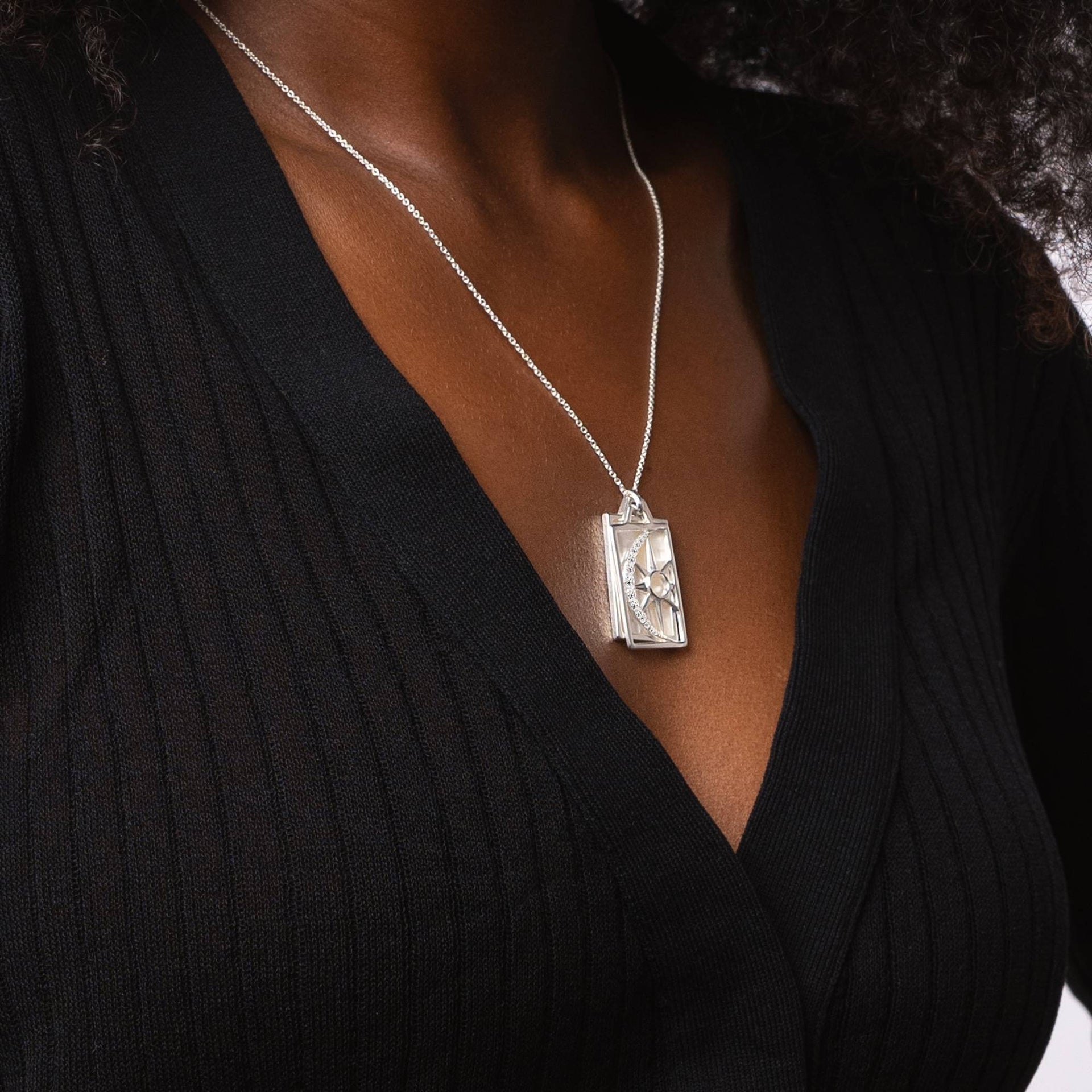 Celestial Sun & Moon Personalized Necklace in Sterling Silver
