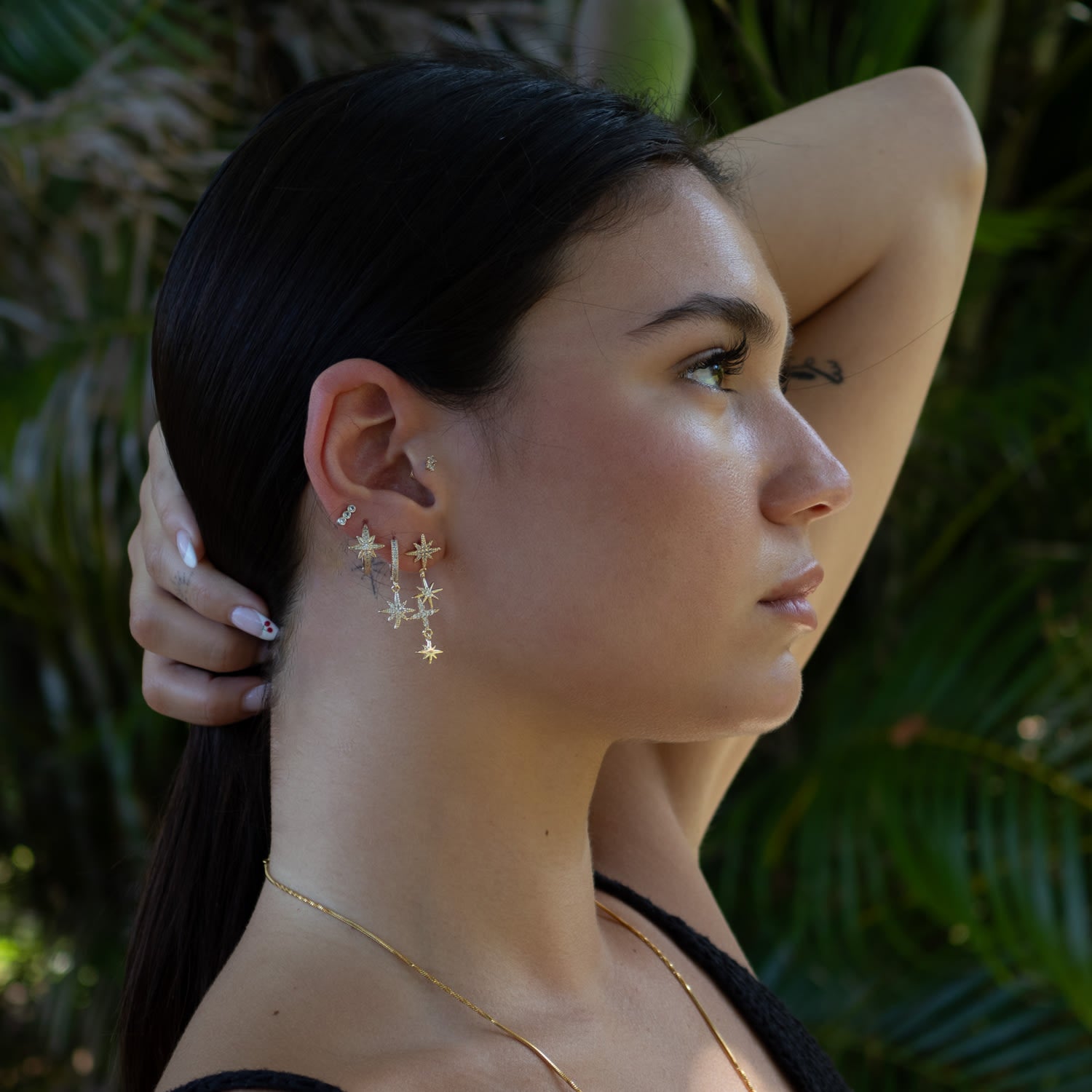 Celestial Trinity Gold & Diamond Earring Set - Gold