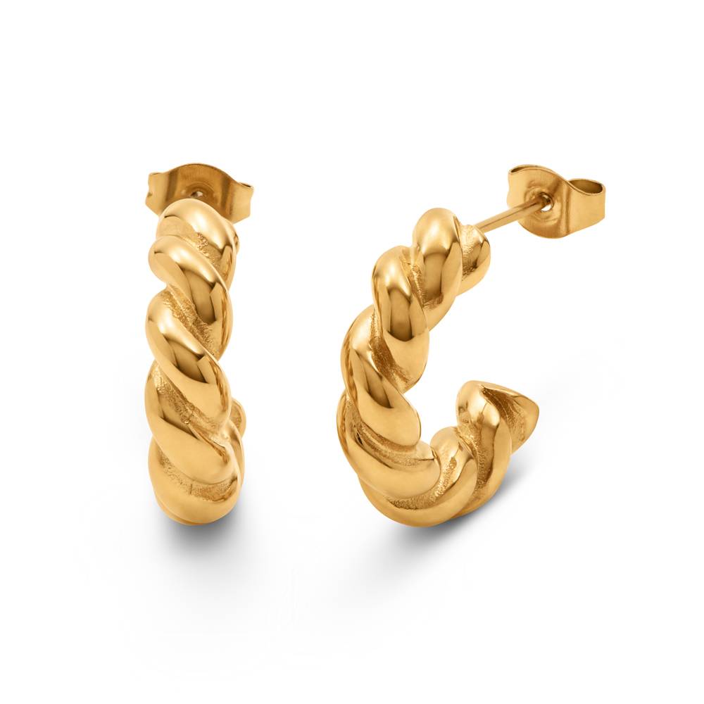 Celine Twist Hoops in Stainless Steel with Gold PVD