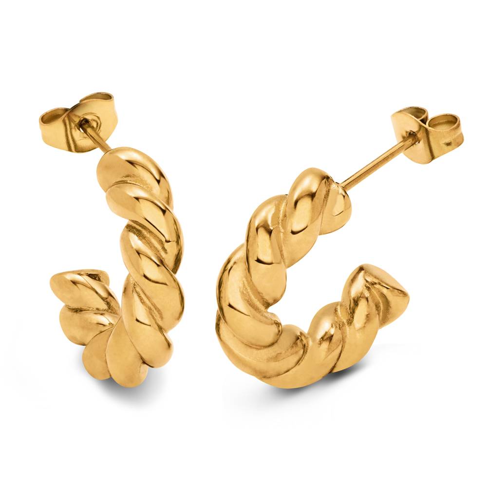 Celine Twist Hoops in Stainless Steel with Gold PVD