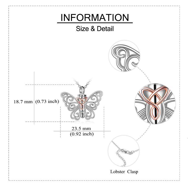 Sterling Silver Two-tone Butterfly & Celtic Knot Urn Necklace for Ashes for Women