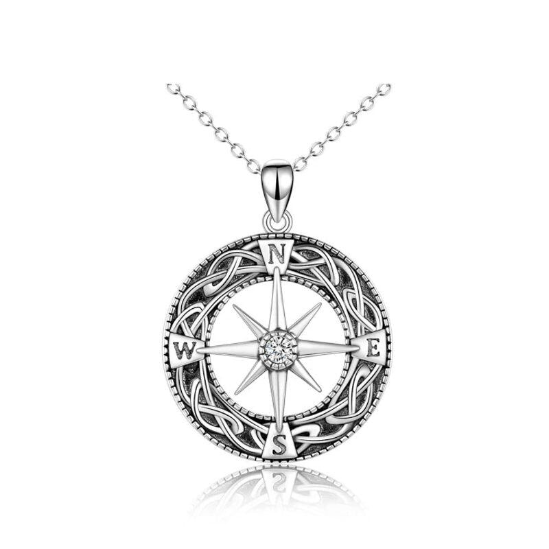 Sterling Silver Celtic Knot Compass Circle Urn Necklace for Ashes for Women Men