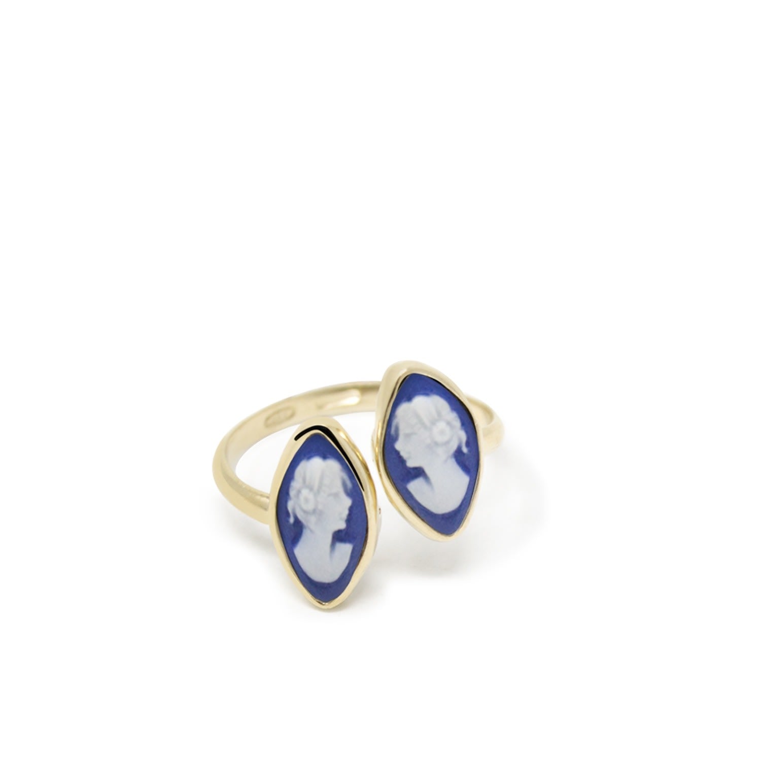 Mariana Gold-Plated Blue Cameo Ring