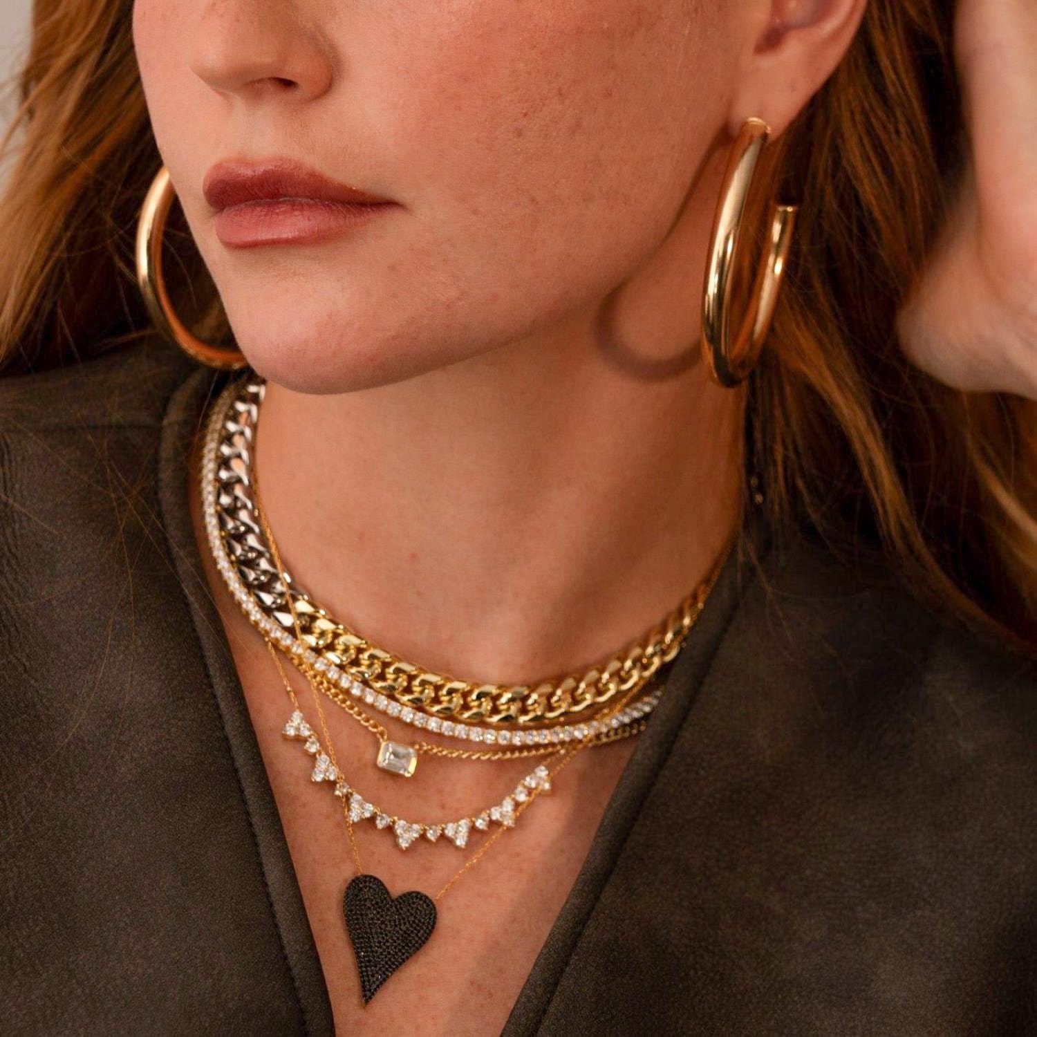 Center Cluster Necklace - Gold