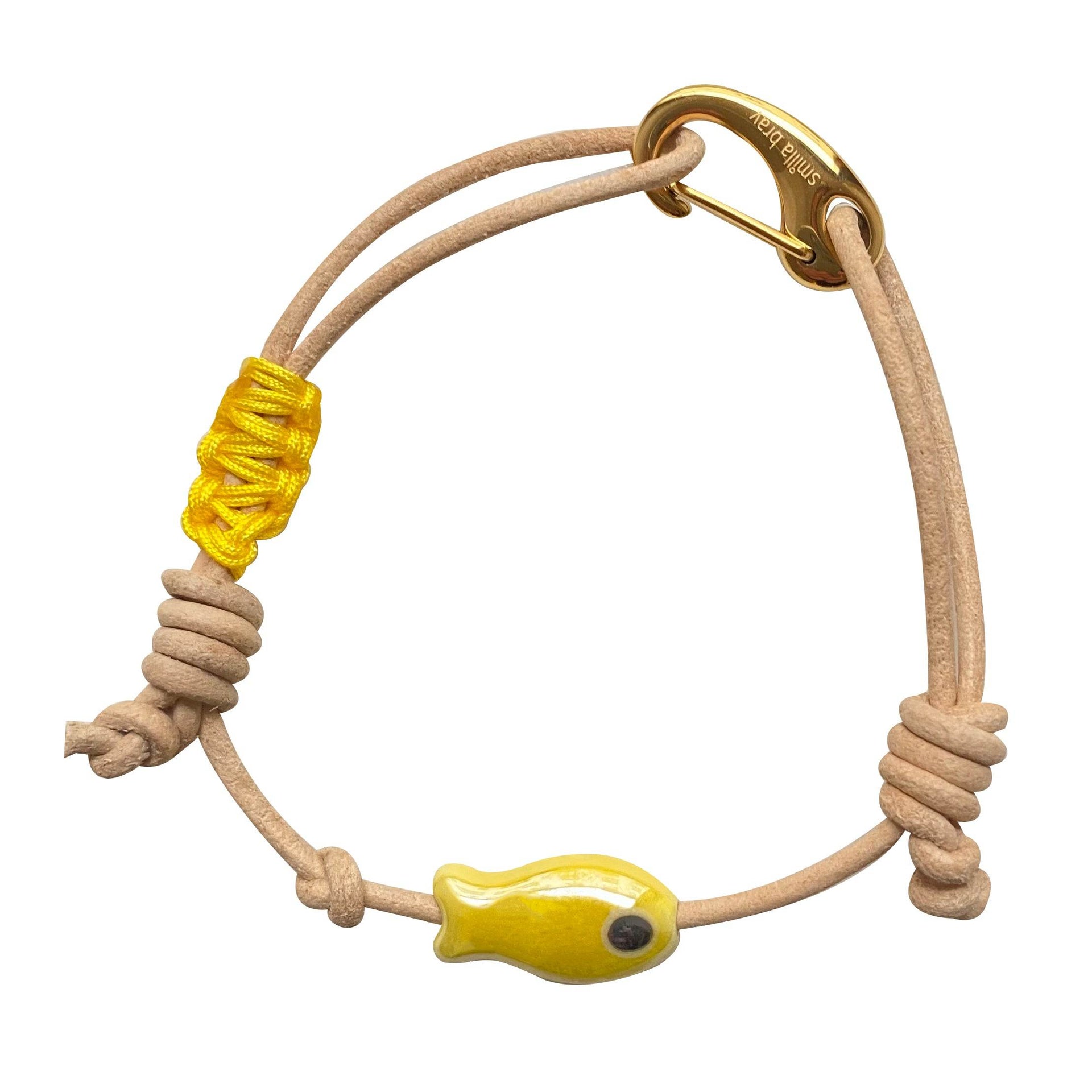 Ceramic Yellow Fish Leather Bracelet Ocean