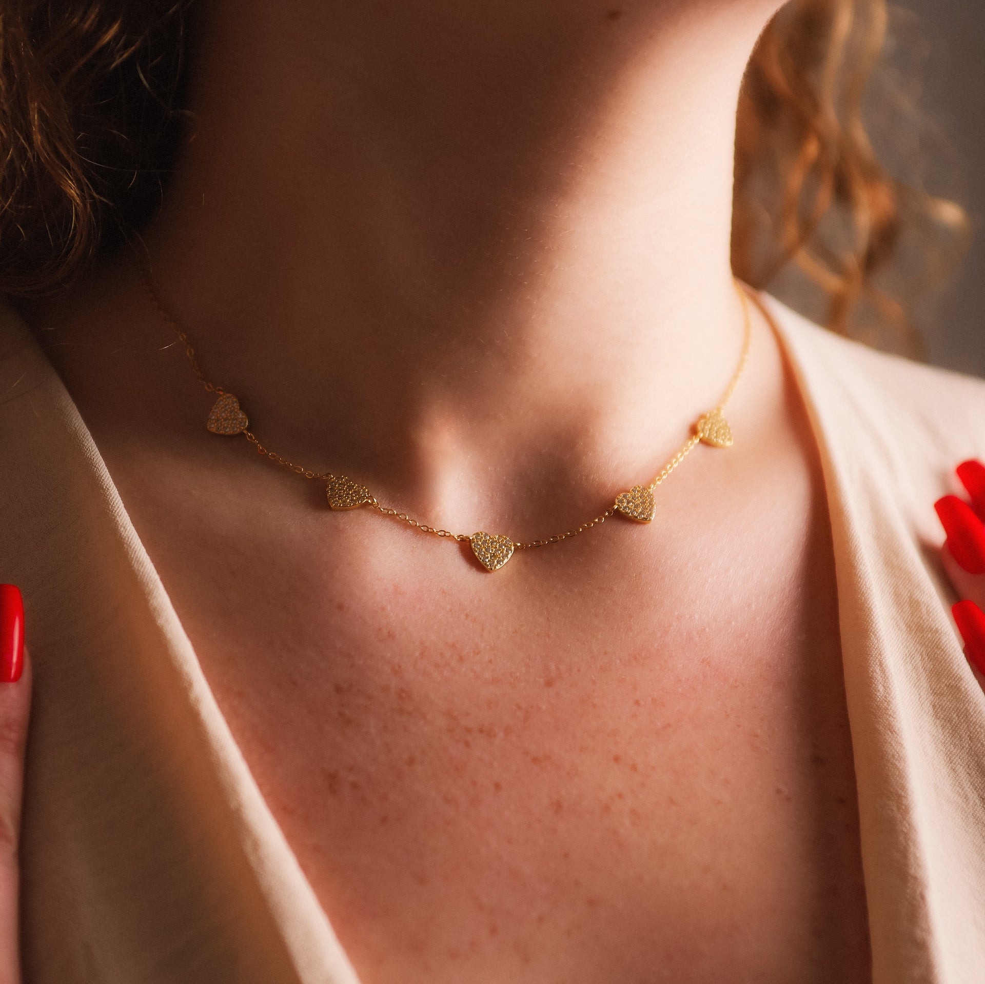 Cerys Sparkling Heart Choker | Gold Plated