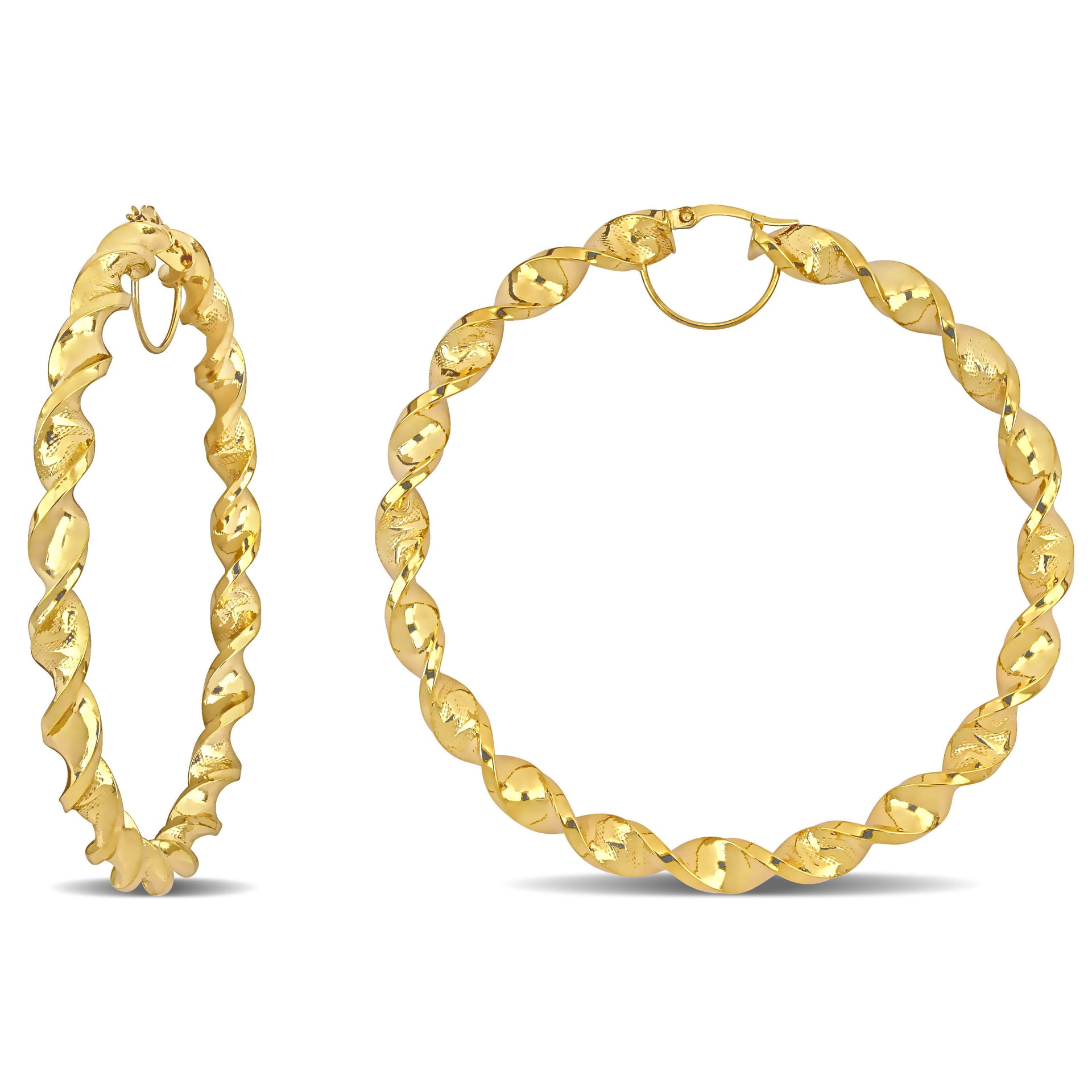 74 MM Twisted Hoop Earrings in 14K Yellow Gold