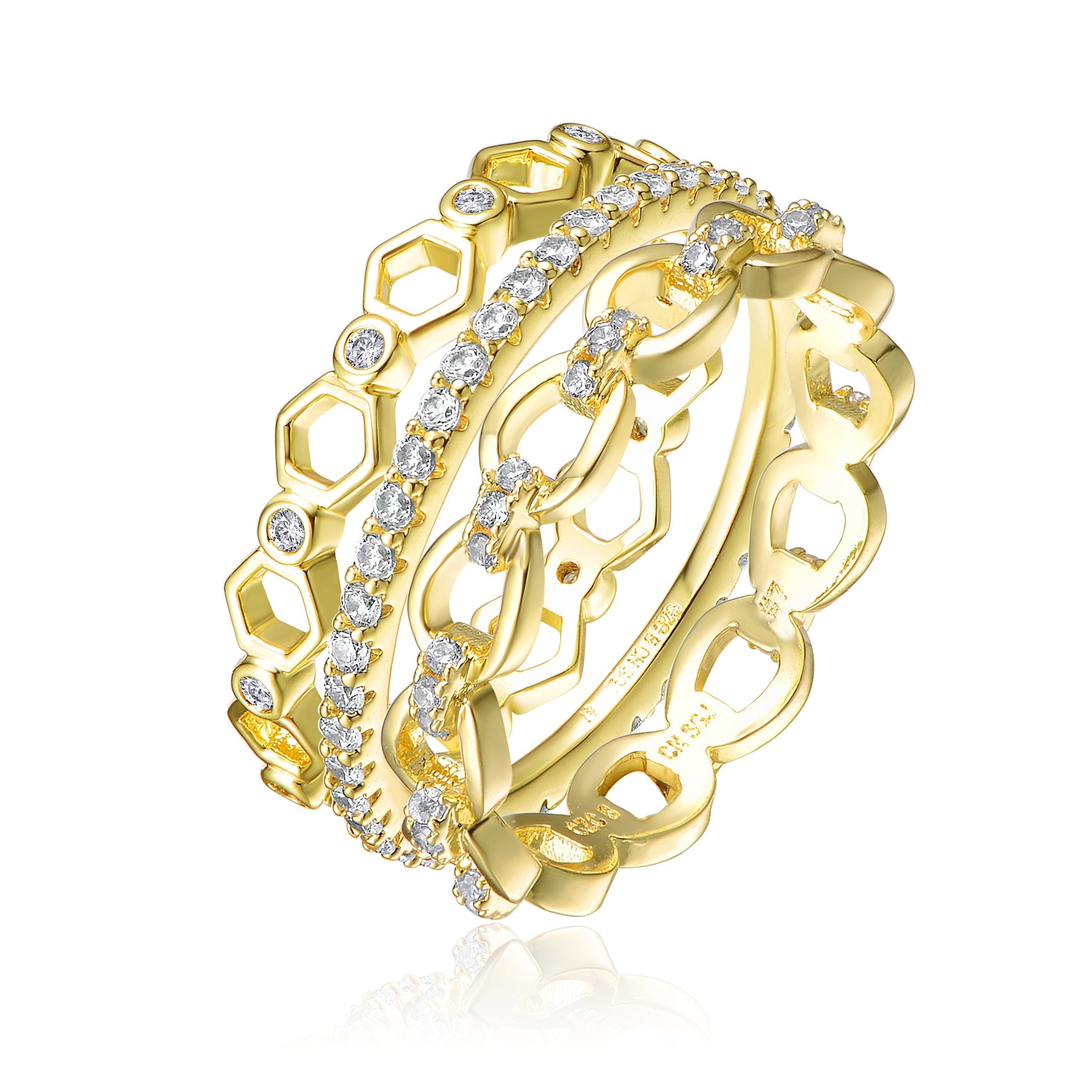 Gold Plated Clear Cubic Zirconia Stackable Ring
