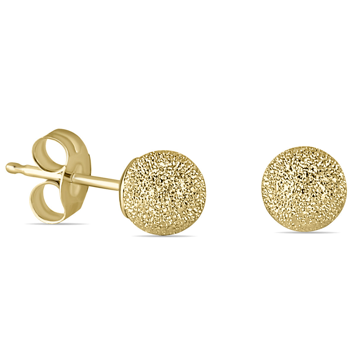14K Yellow Gold 5Mm Laser Cut Ball Stud Earrings
