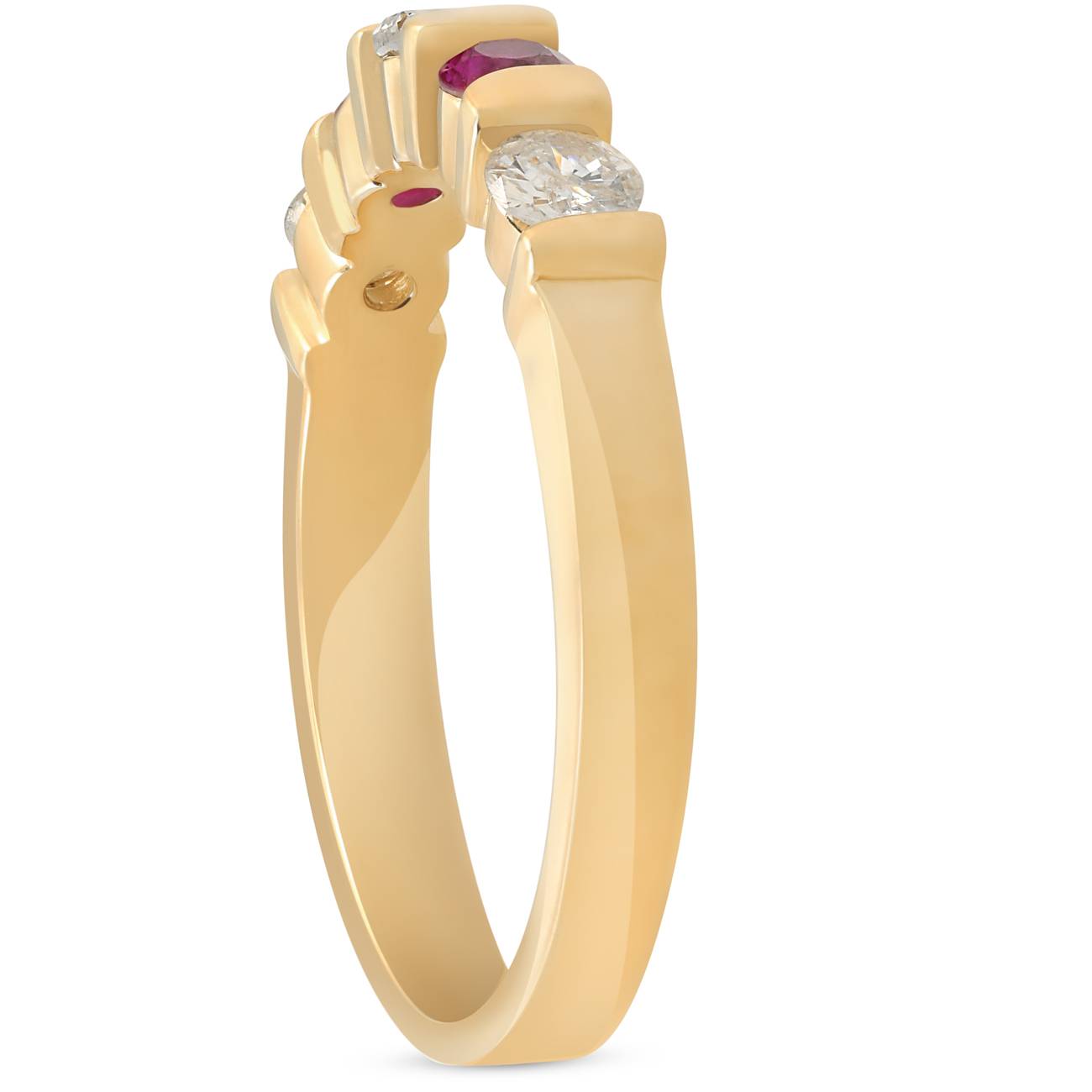1/2 CT Ruby & Diamond Wedding Anniversary 14K Yellow Gold Ring