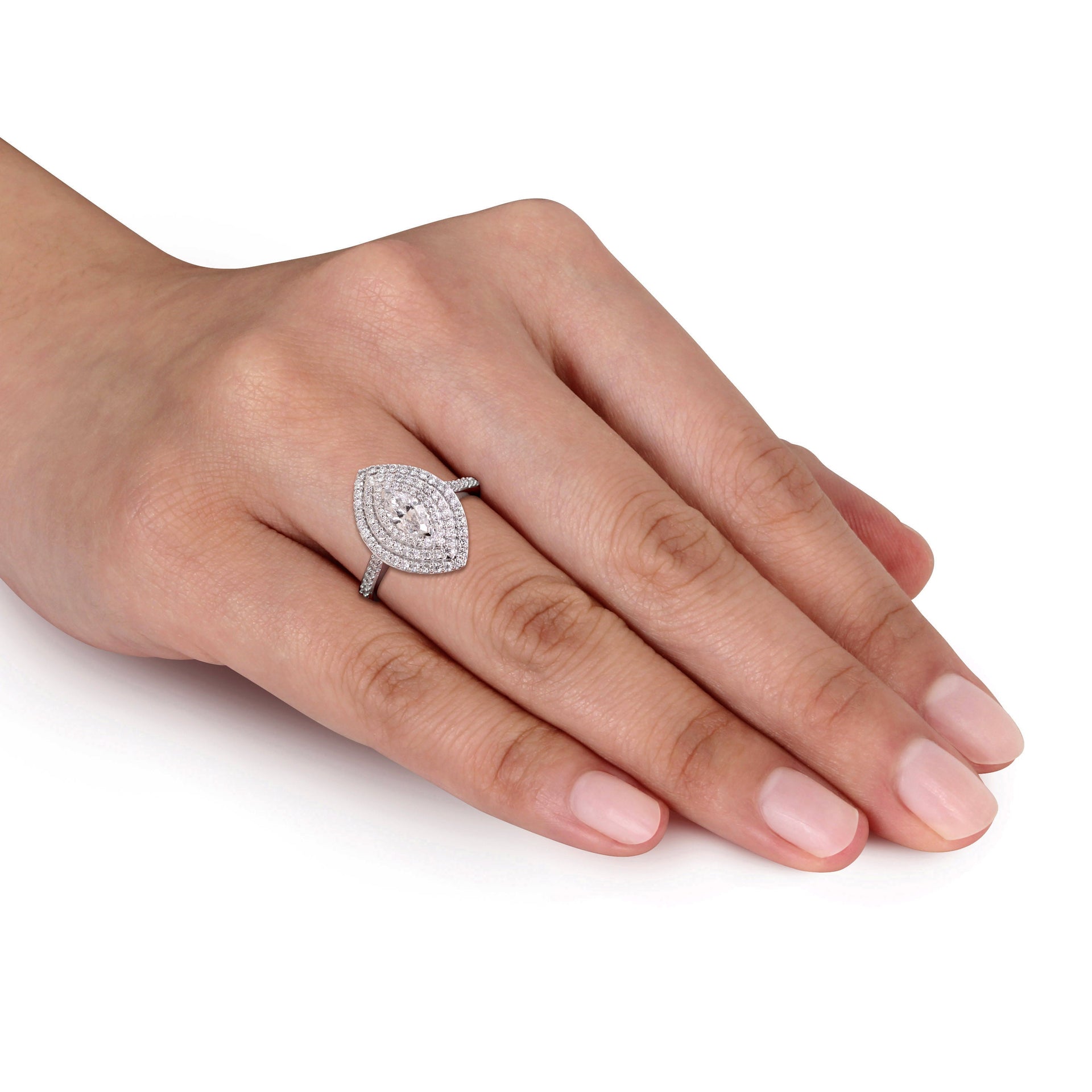 Mimi & Max 1ct TW Marquise Diamond Engagement Ring 14k White Gold