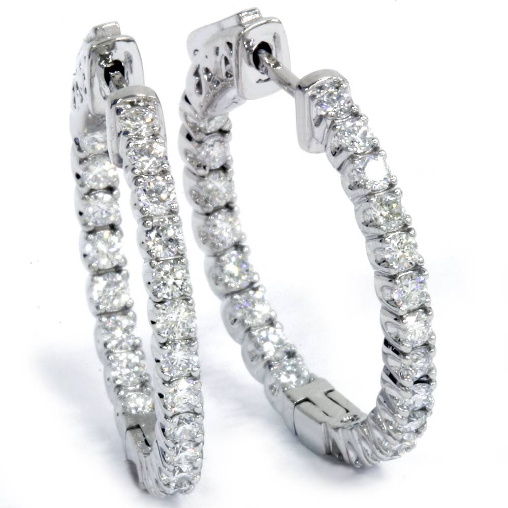 1.55Ct Diamond Inside Outside Hoops High Quality Vault Lock 1' Tall